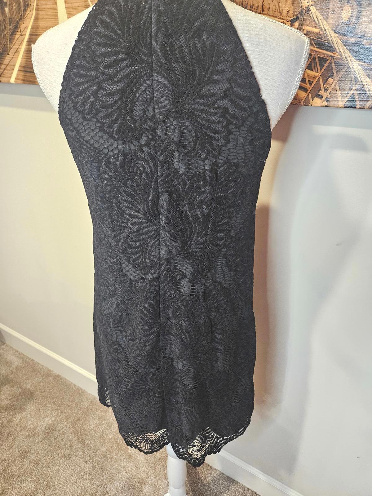 Loft Elegant Black Lace Halter Dress #H57