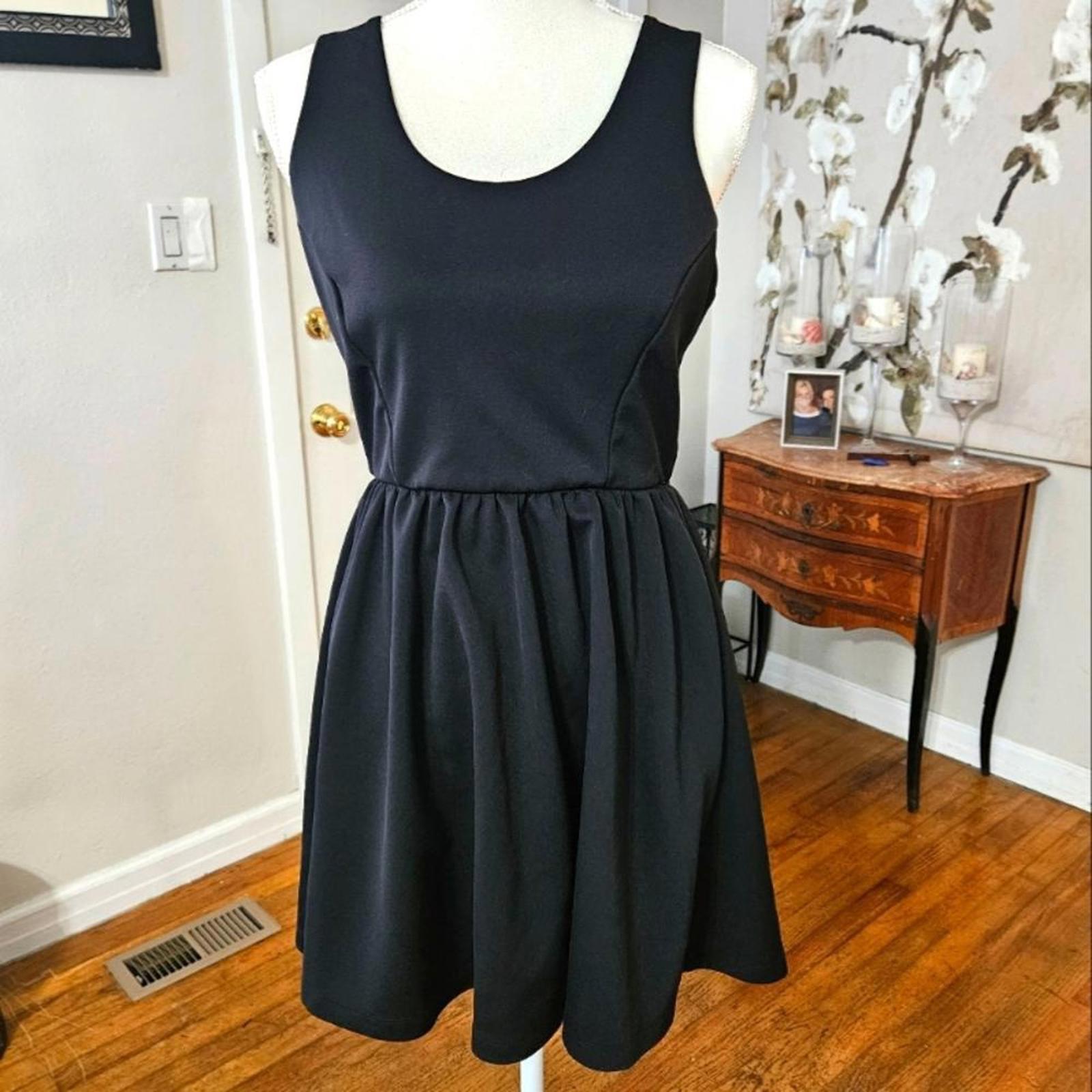 L'Amour Black and Pink Flared Mini Dress #H24