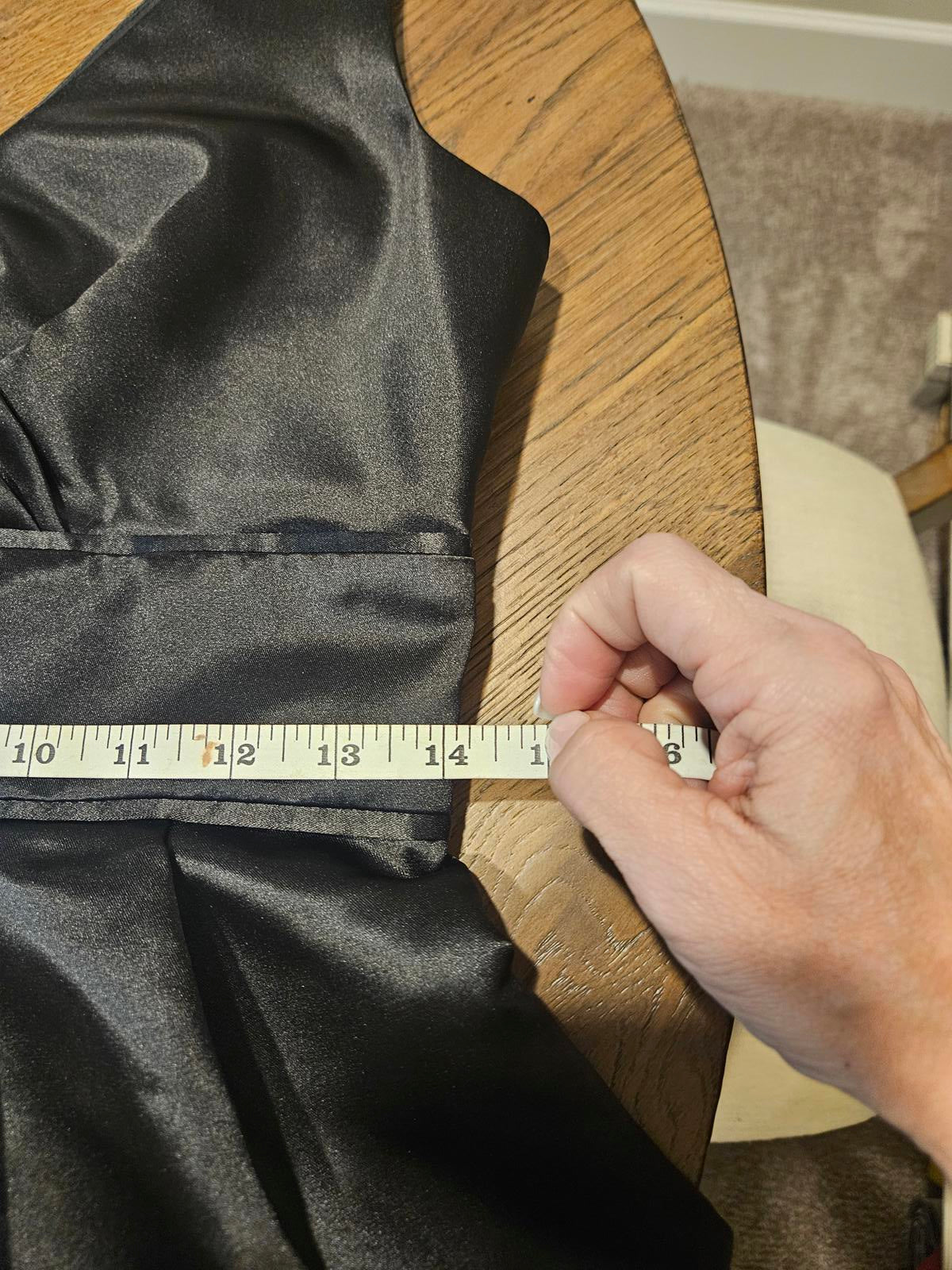 maxandcleo Elegant Black Satin Dress  #H48