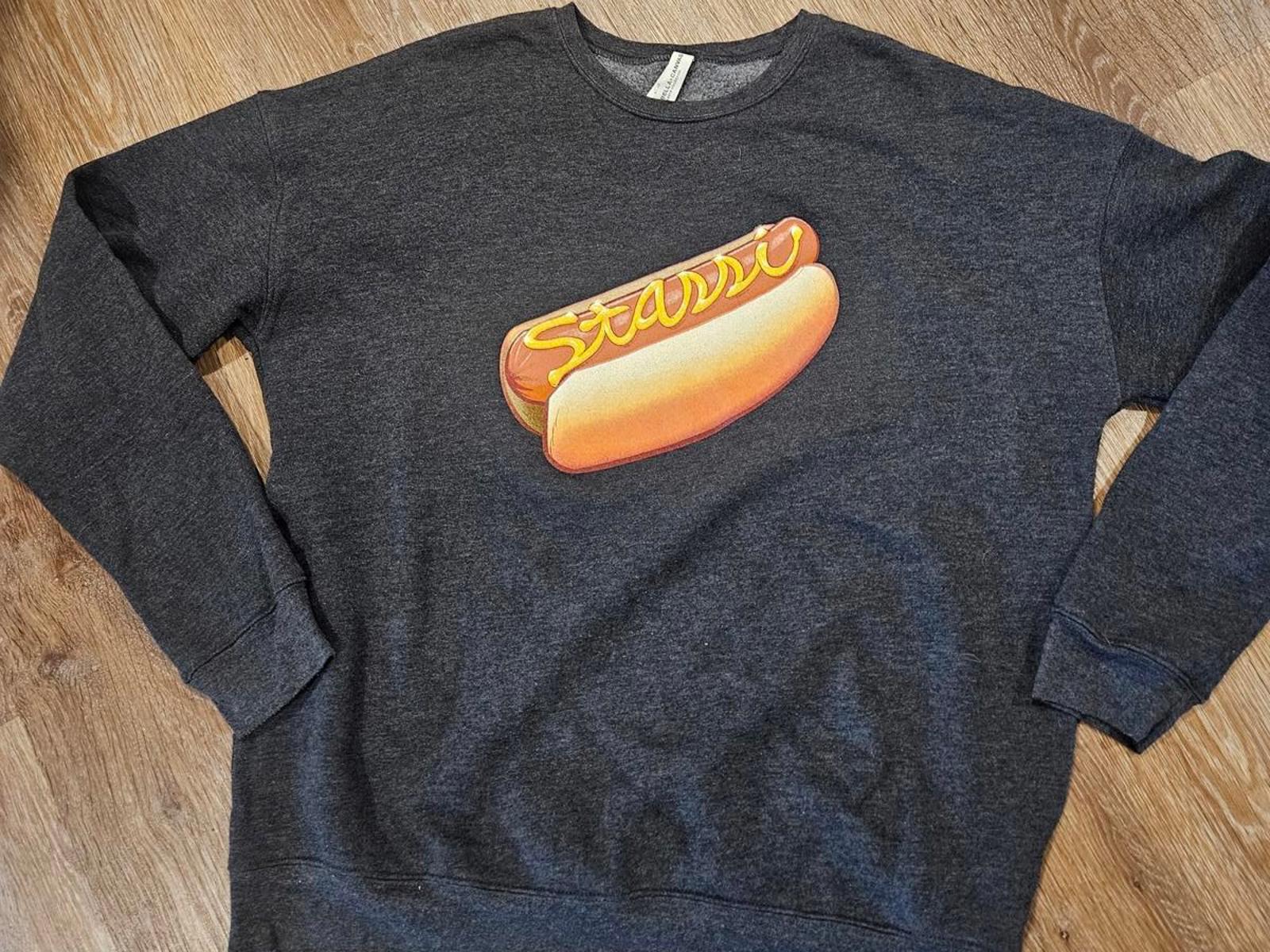 Bella + Canvas  Gray Sweatshirt with Game Day Hot Dog Graphic
