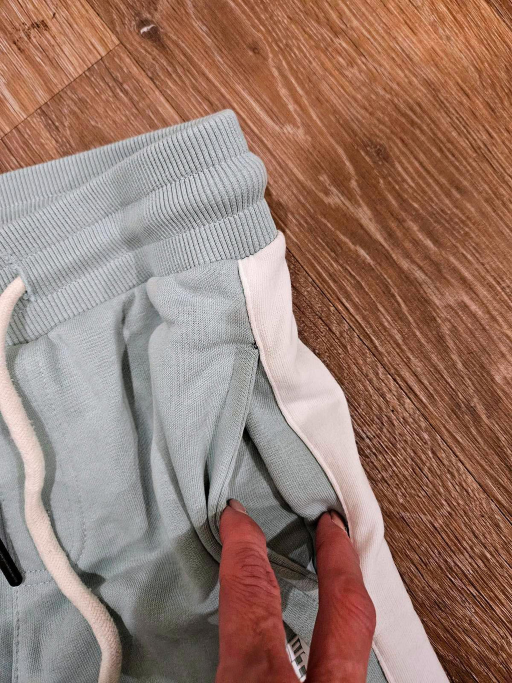 North Face Light Green Joggers with White Side Stripe B5