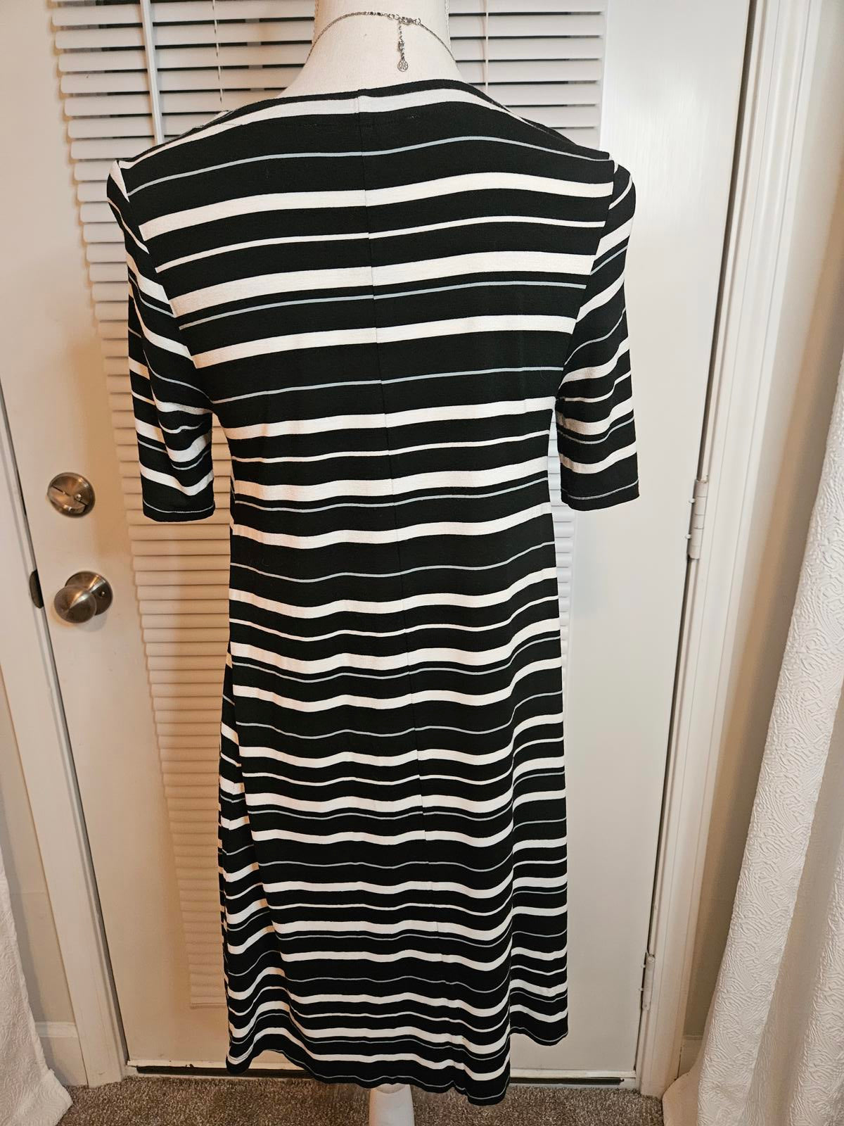 Loft Striped Dress - Black & White with Gray Pinstripe #H42