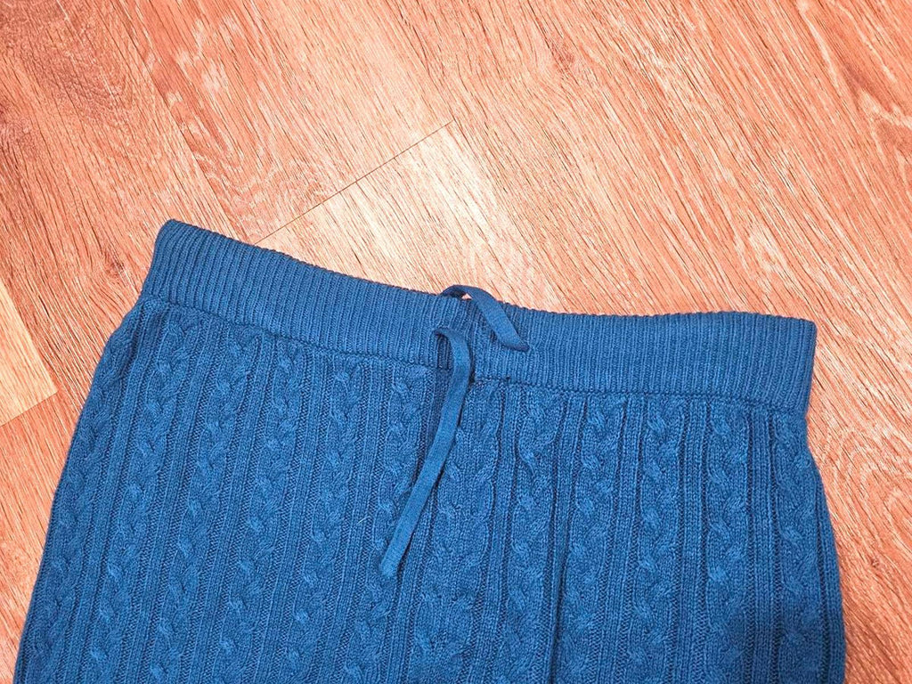 New York & Company Blue Cable Knit Sweater Set
