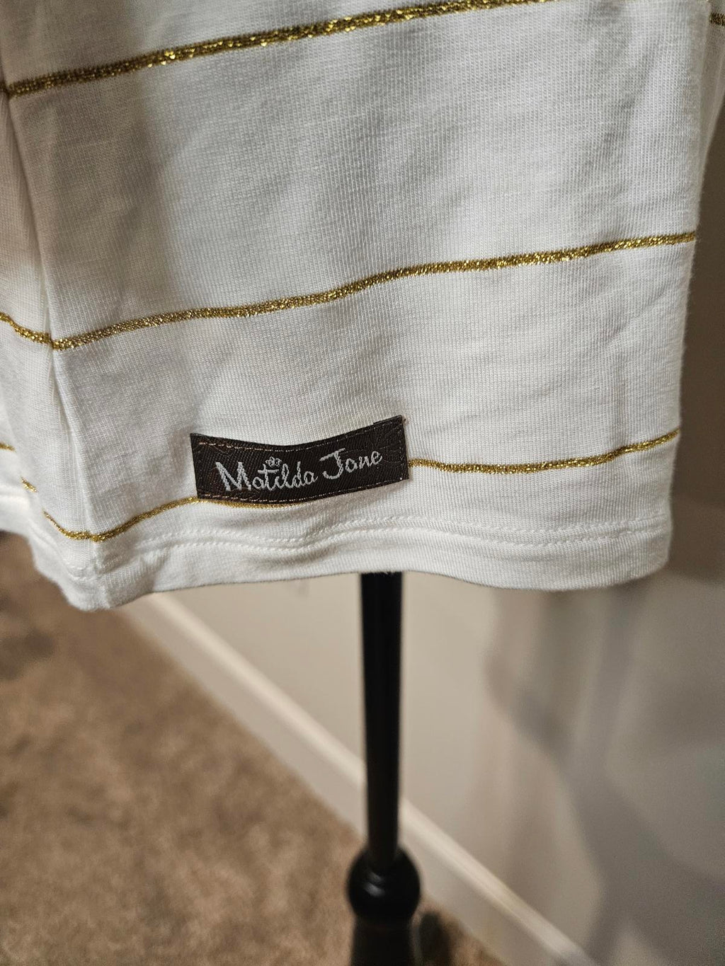 Matilda Jane Gold Striped Long Sleeve Top w/ Lace Trim #361