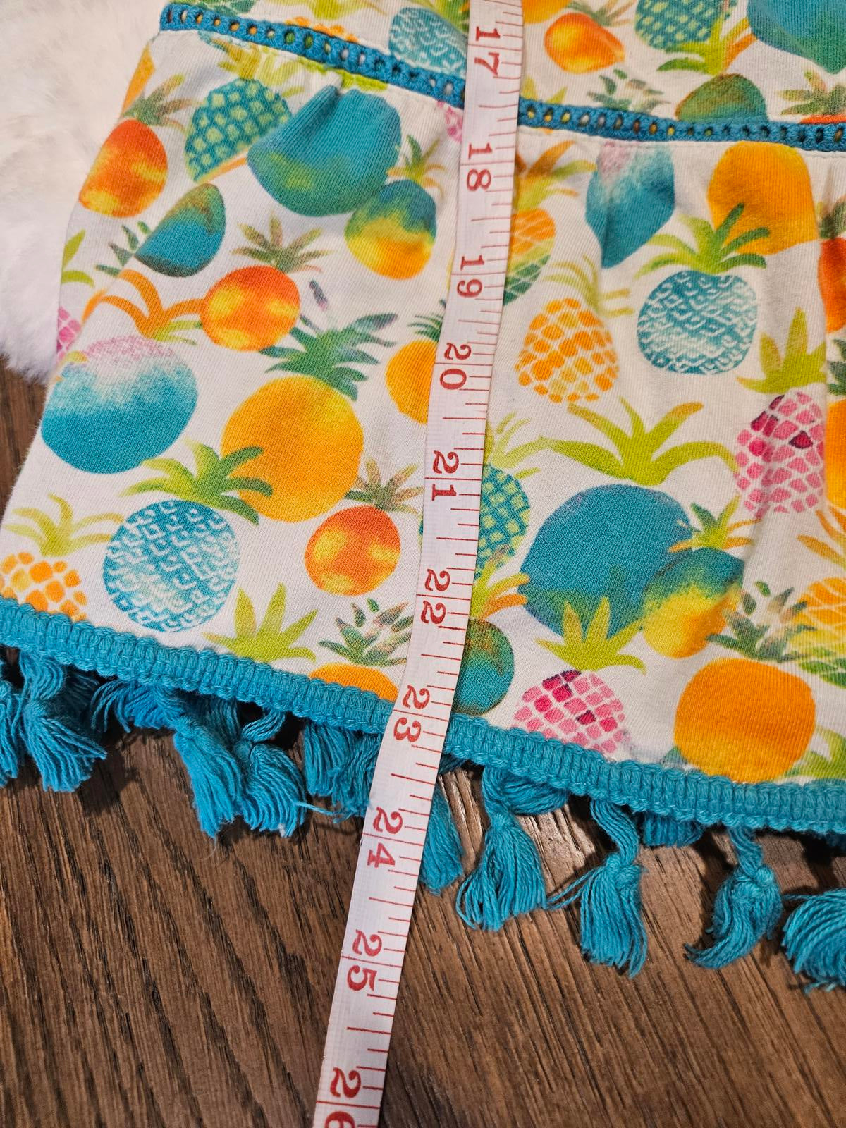 Crown & Ivy Colorful Pineapple Print Tank Top with Tassels #136