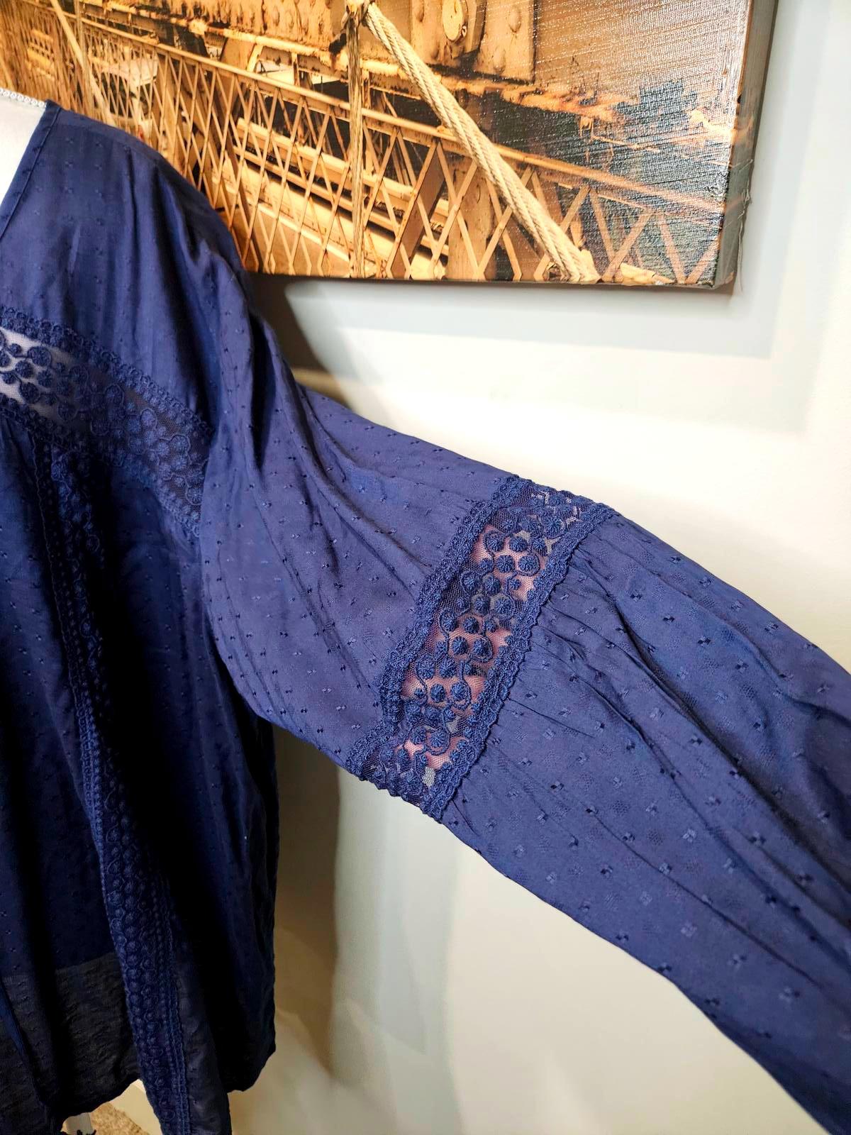 Nwt A Beautiful Soul Navy Blue Long Sleeve Blouse 22/24 1187