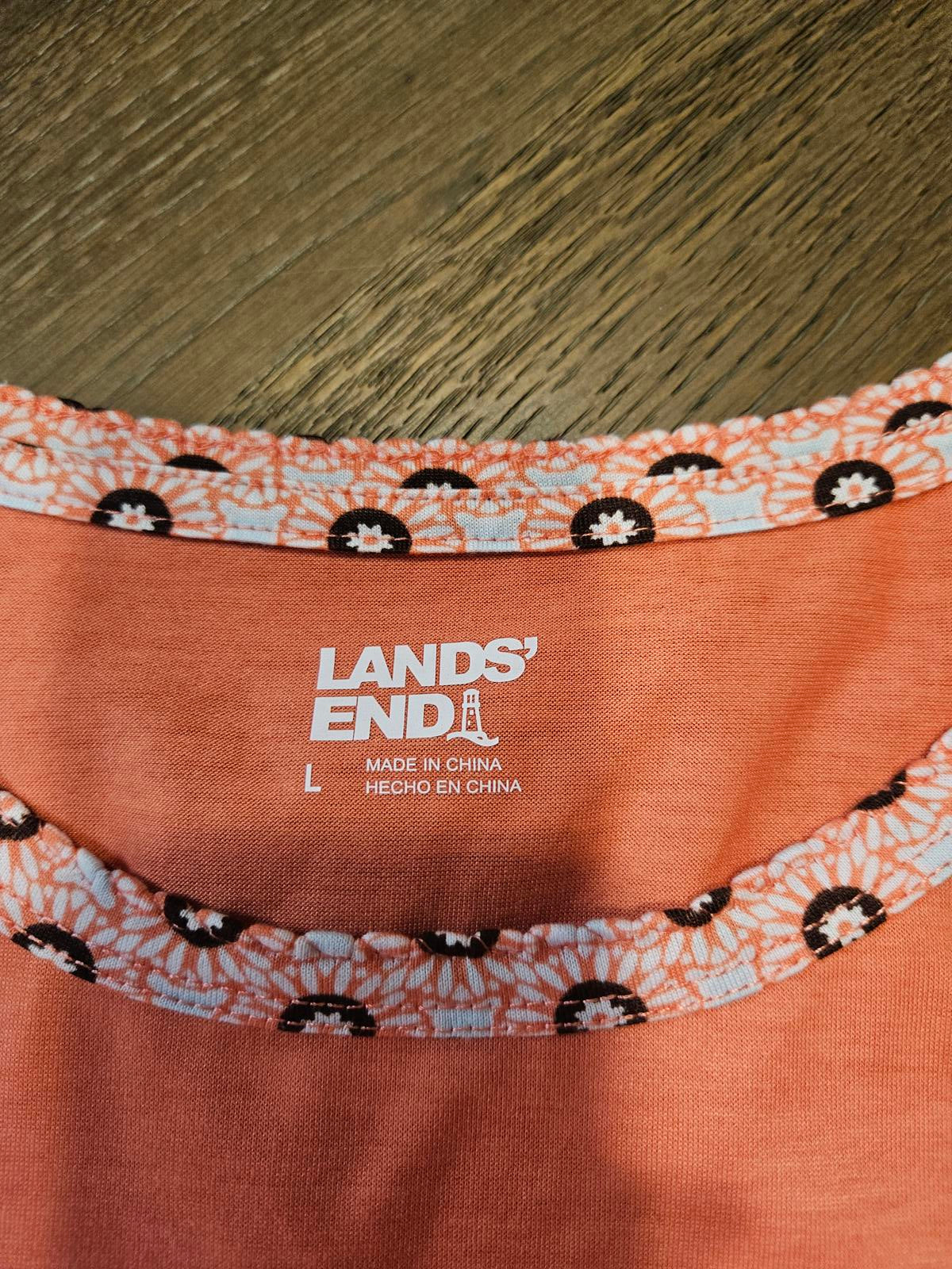 Land's End Coral Long Sleeve Top with Decorative Collar 1040