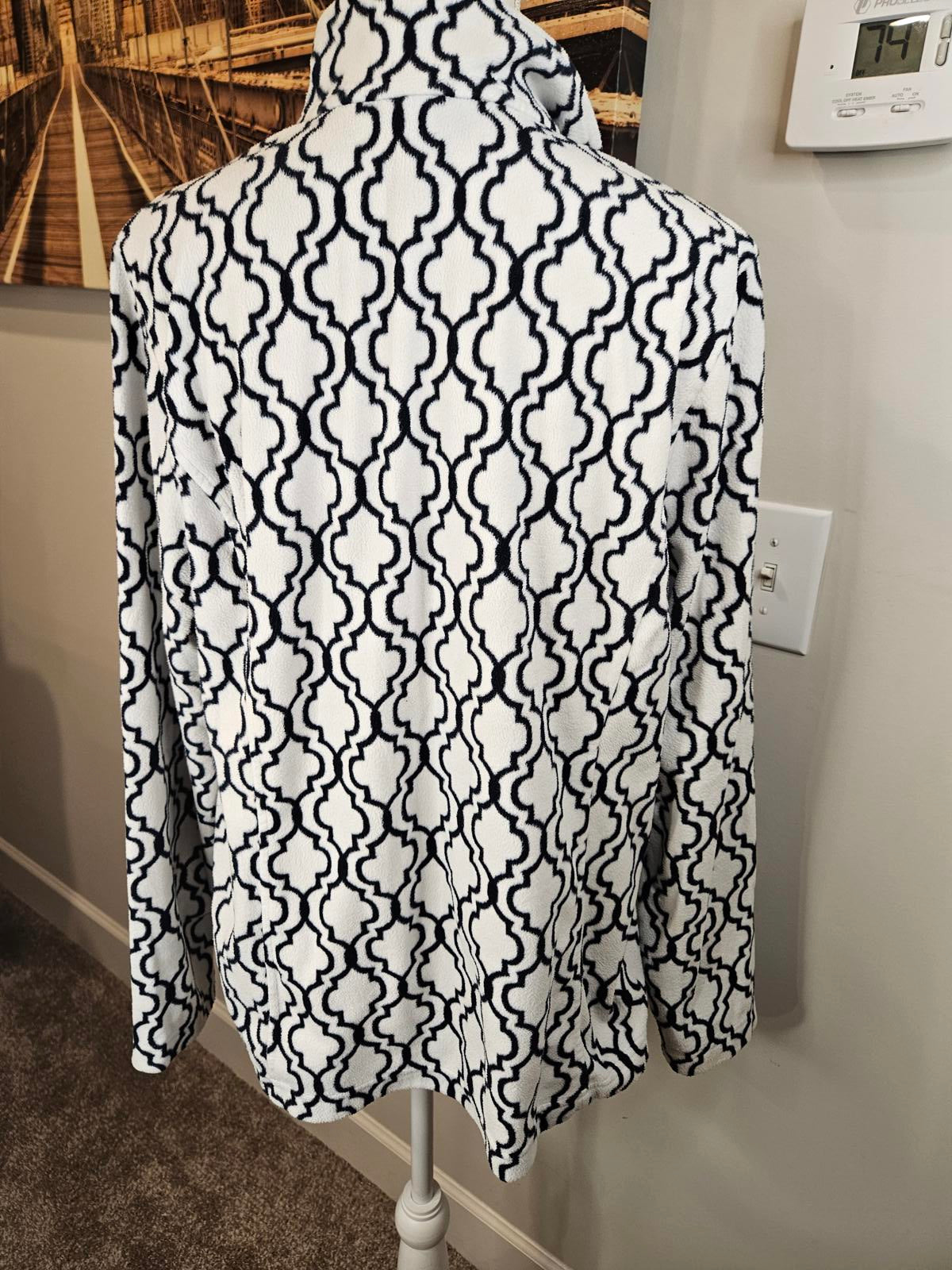 Land's End Cozy Quarter Zip Fleece Pullover - Chic Pattern
