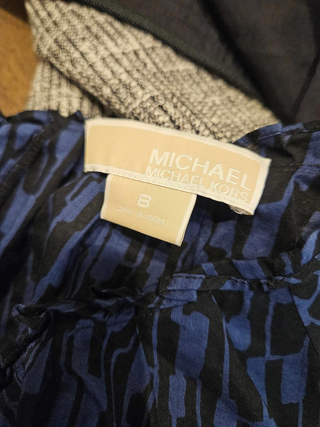 Michael Kors Lightweight Blue and Black Printed Top #604