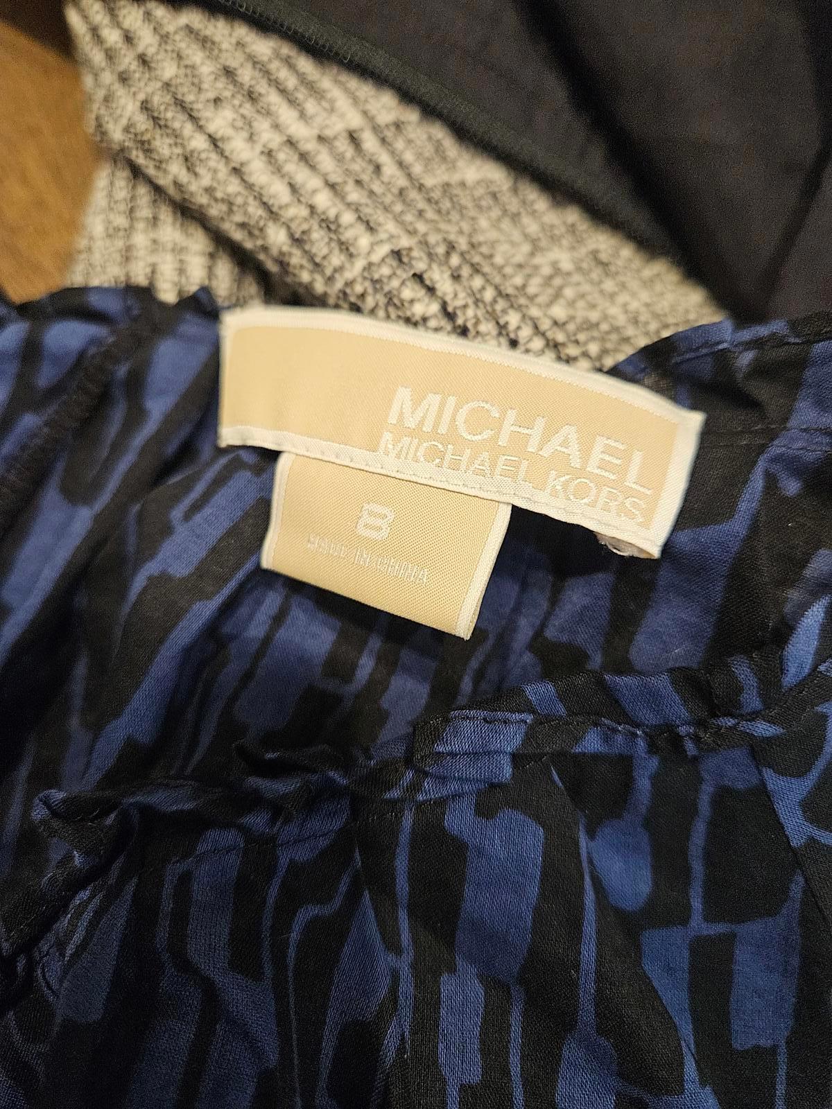 Michael Kors Lightweight Blue and Black Printed Top #604