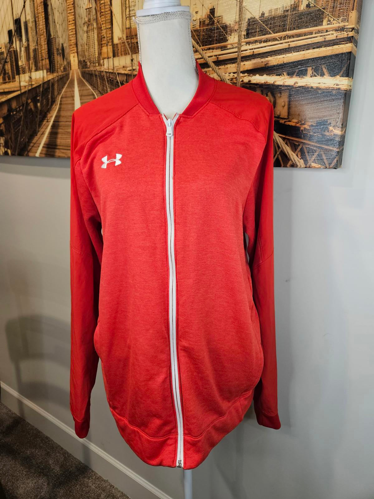 Men's Under Armour Red Zip-Up Hoodie Jacket #626