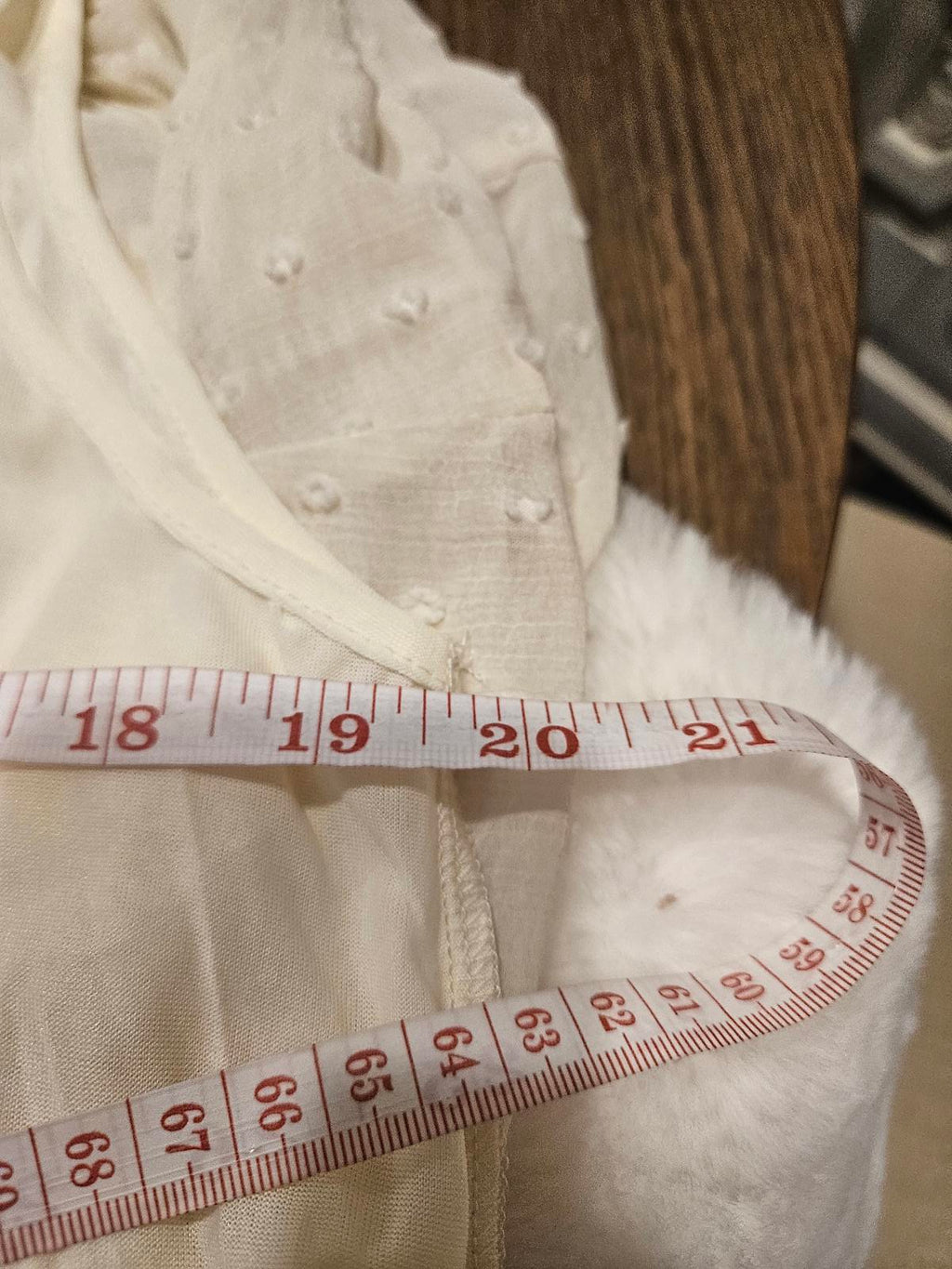 Listicle Cream Peplum Top with Dot Texture #182