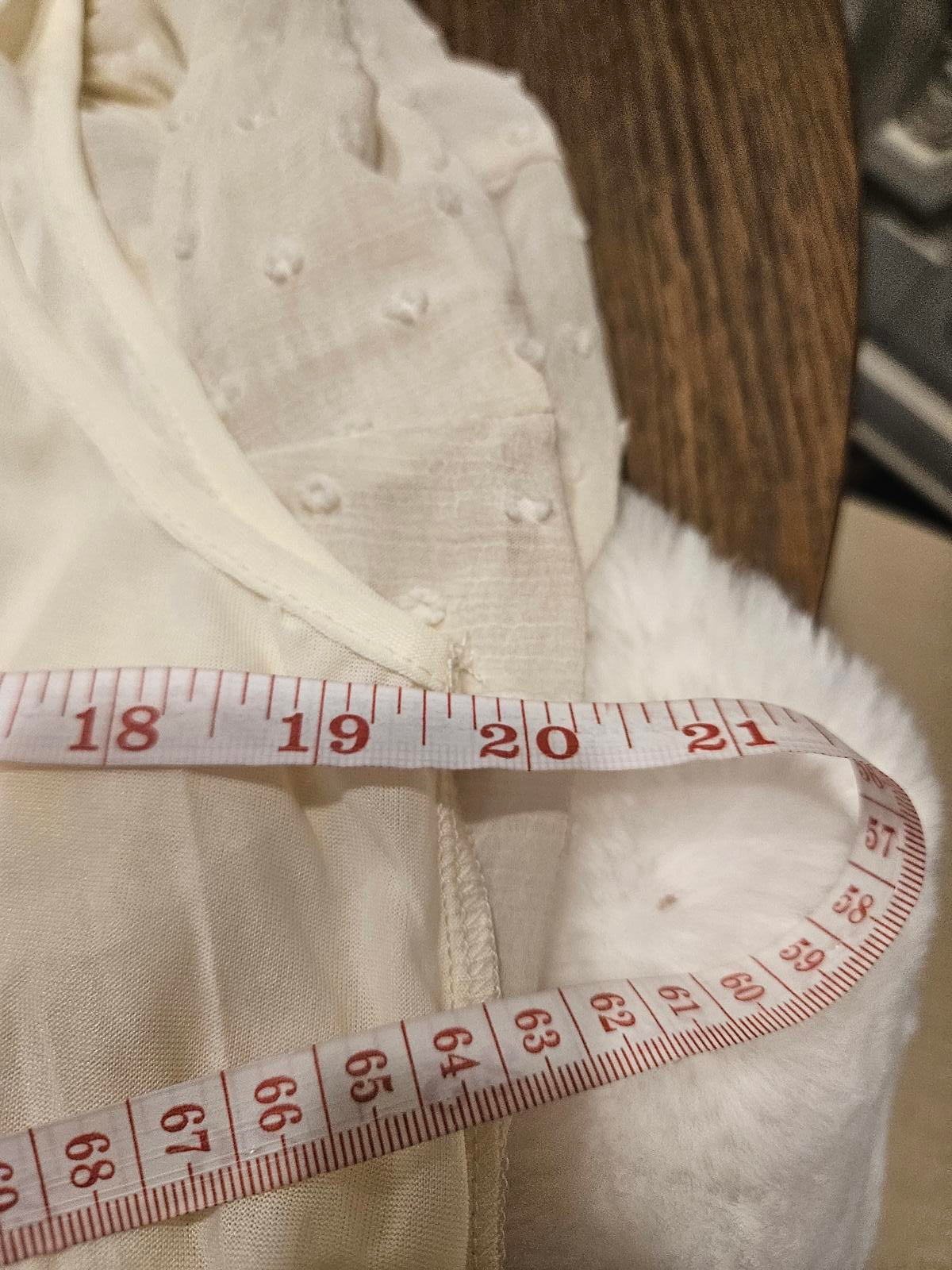 Listicle Cream Peplum Top with Dot Texture #182