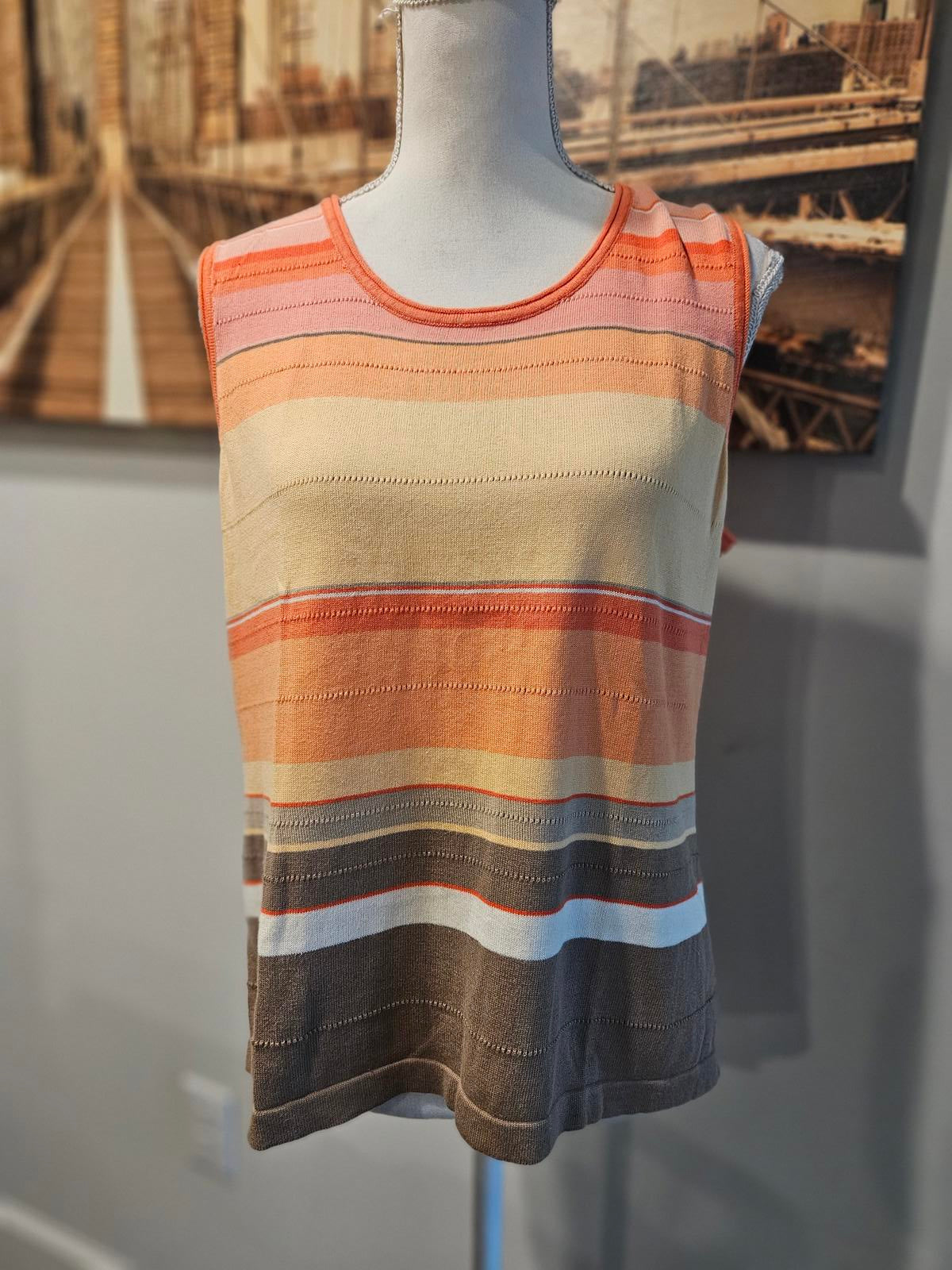 Liz Claiborne Vibrant Striped Sleeveless Knit Top  #525