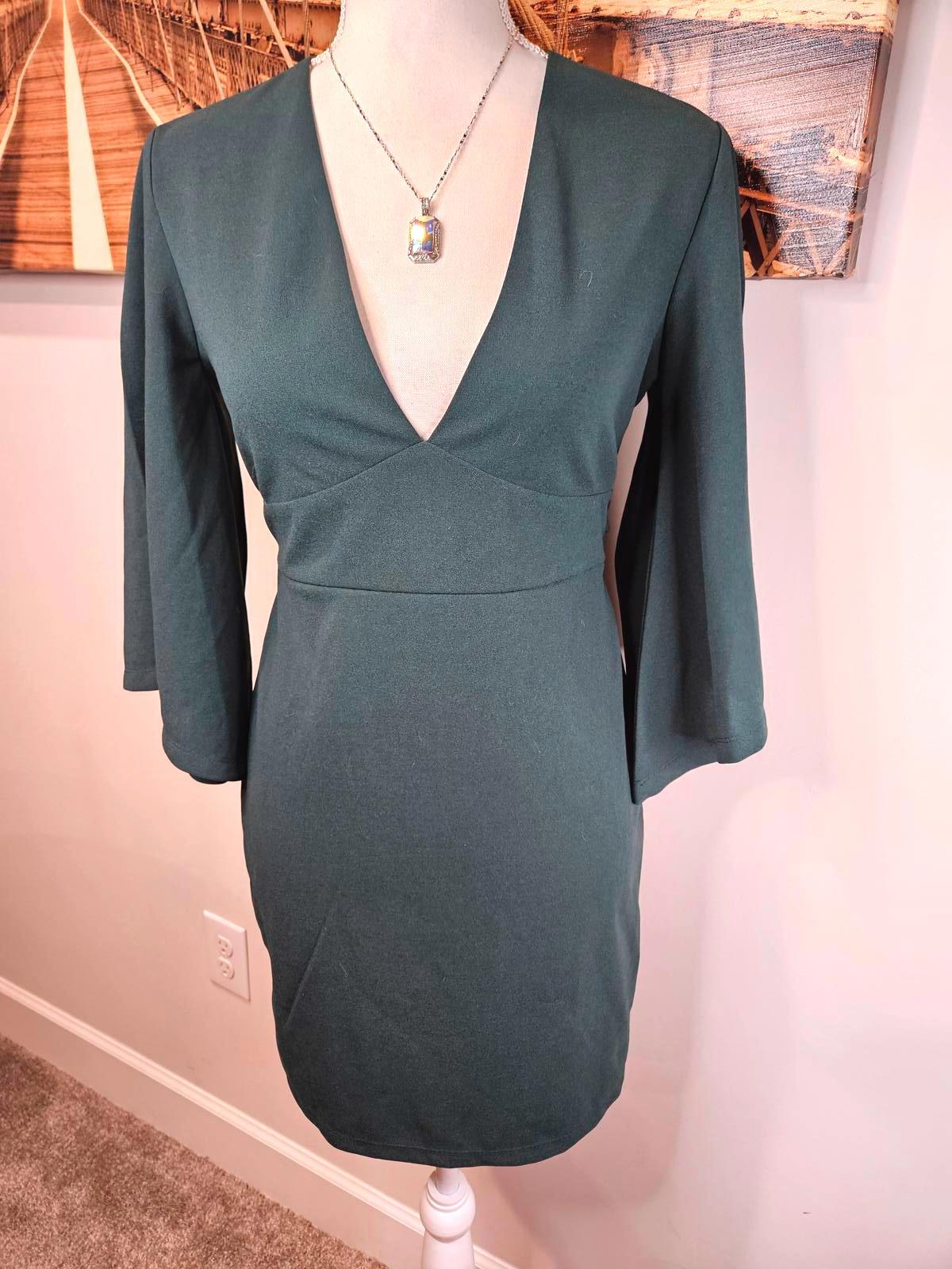Lulus Forest Green Bell Sleeve Dress 639