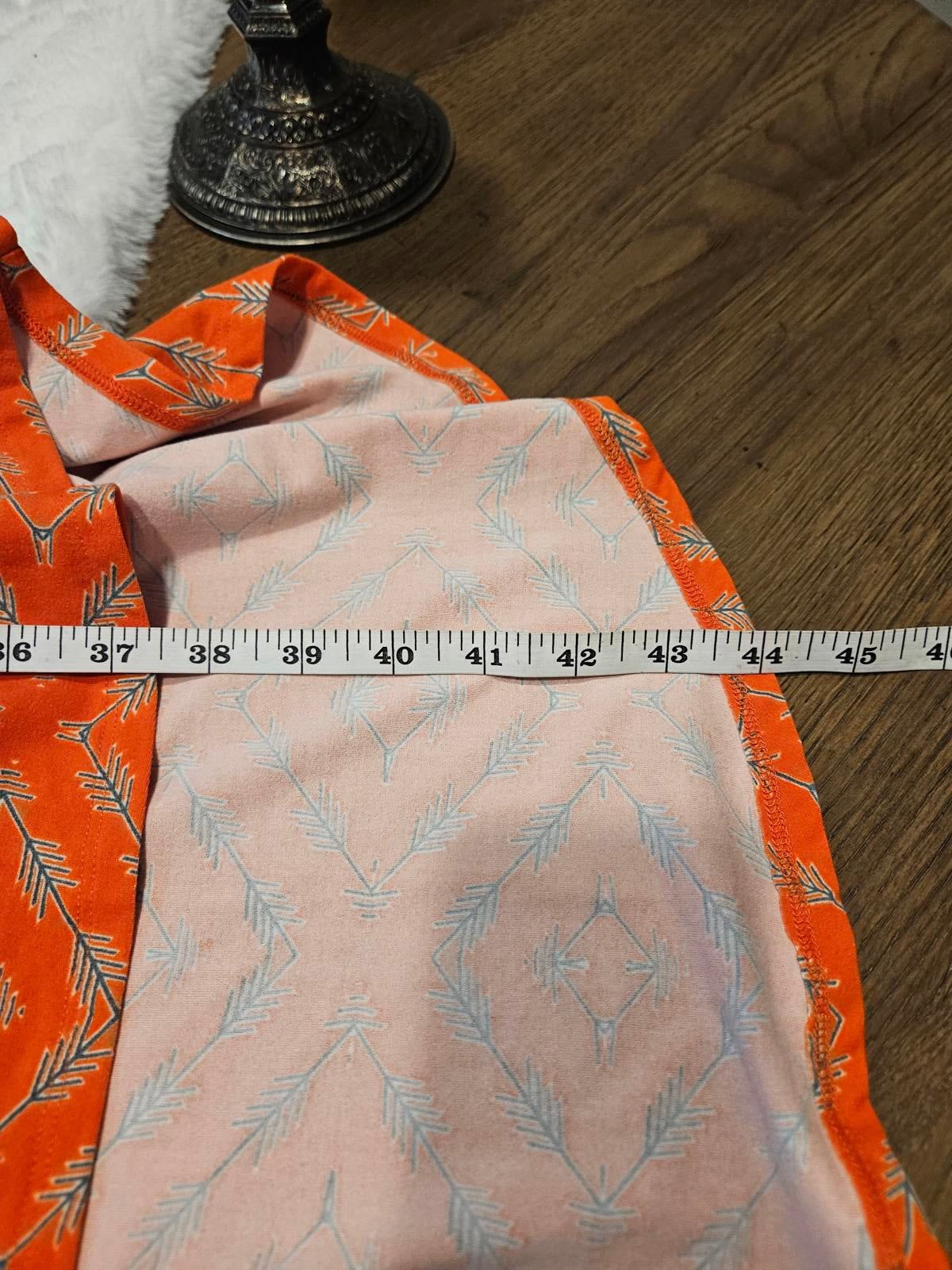 LulaRoe Orange Print Hi-low Short Sleeve with Pocket #366
