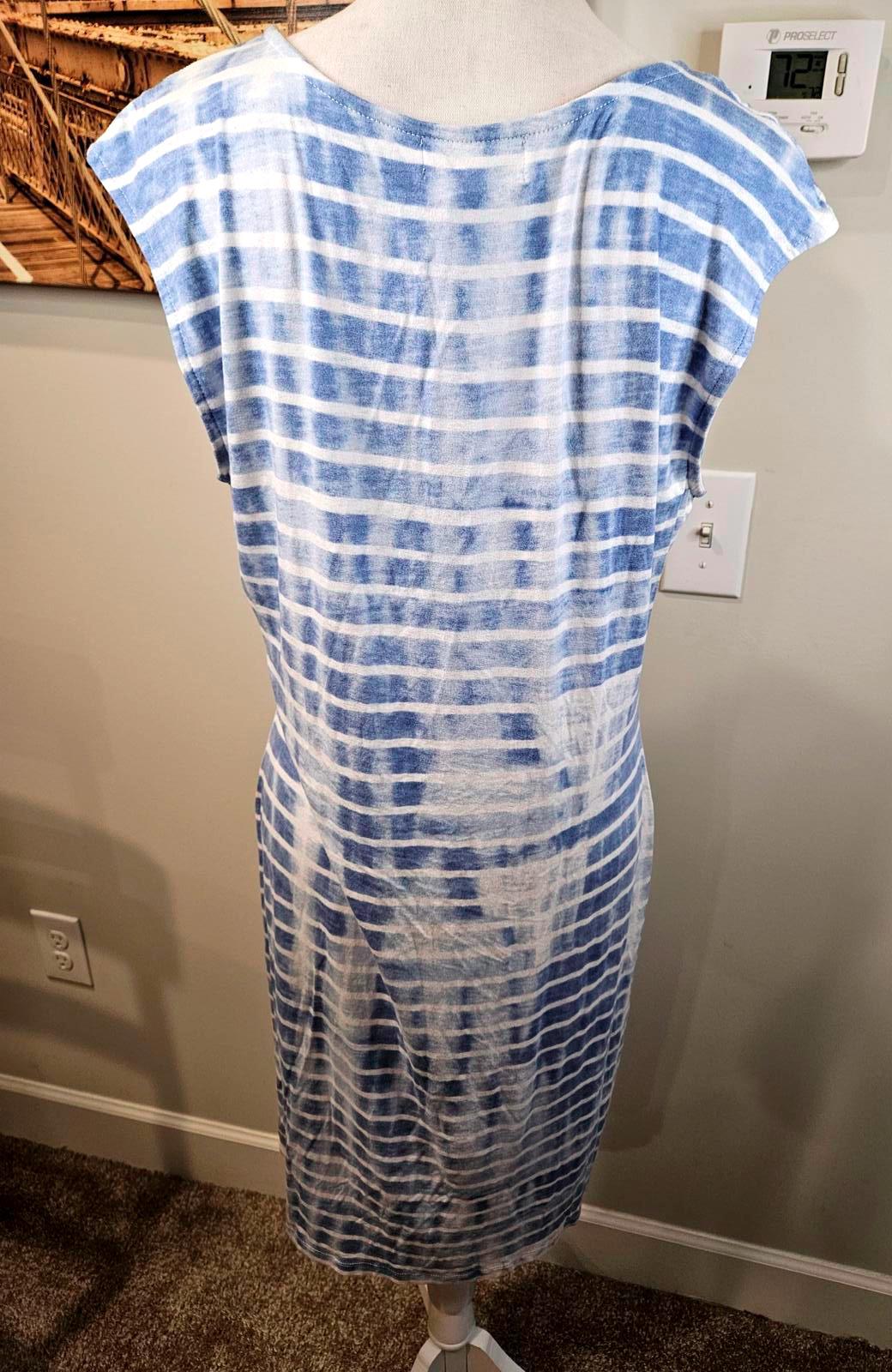 Liz Claiborne Striped Blue Twist Dress - Size Large #762