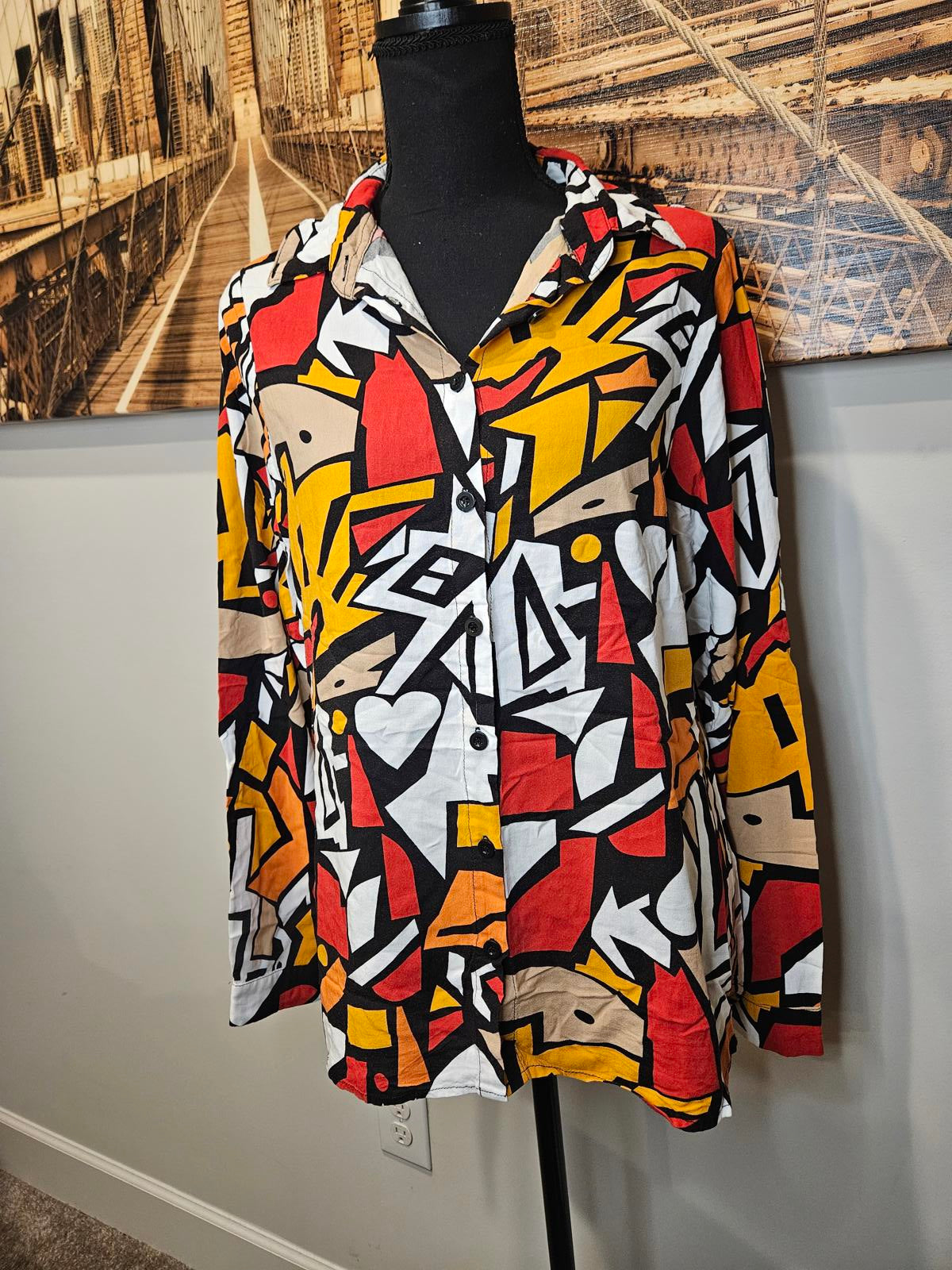 Livrania Retro Style Button Down Blouse-Size L 35
