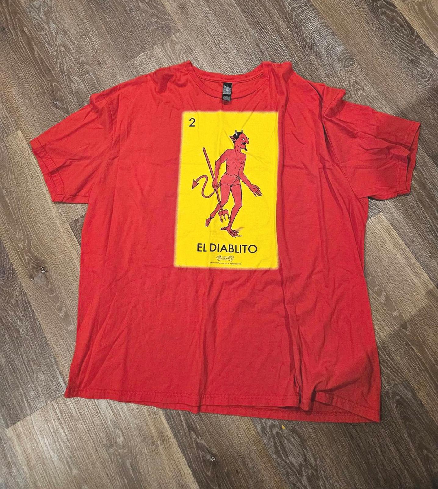 Mexican Bingo Red El Diablito Graphic Men's T-Shirt XXL