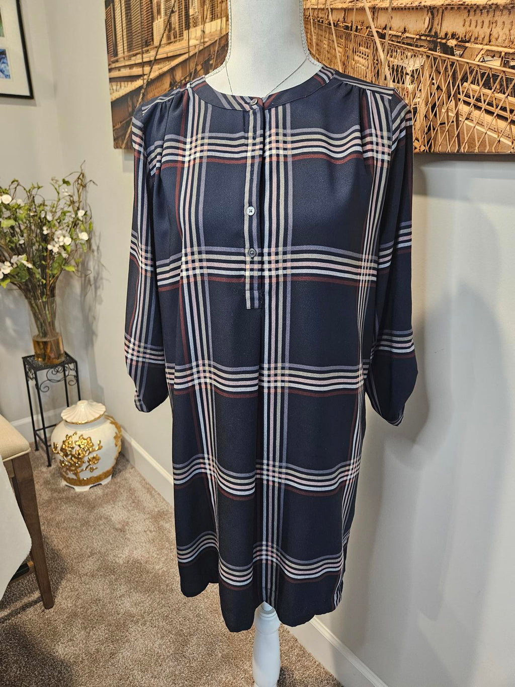LOFT Stylish Plaid Tunic Dress #16