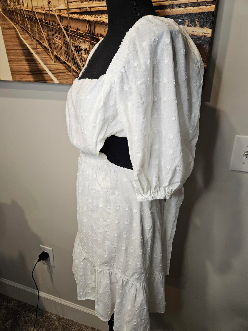 MinkPink White Puff Sleeve Dress #465