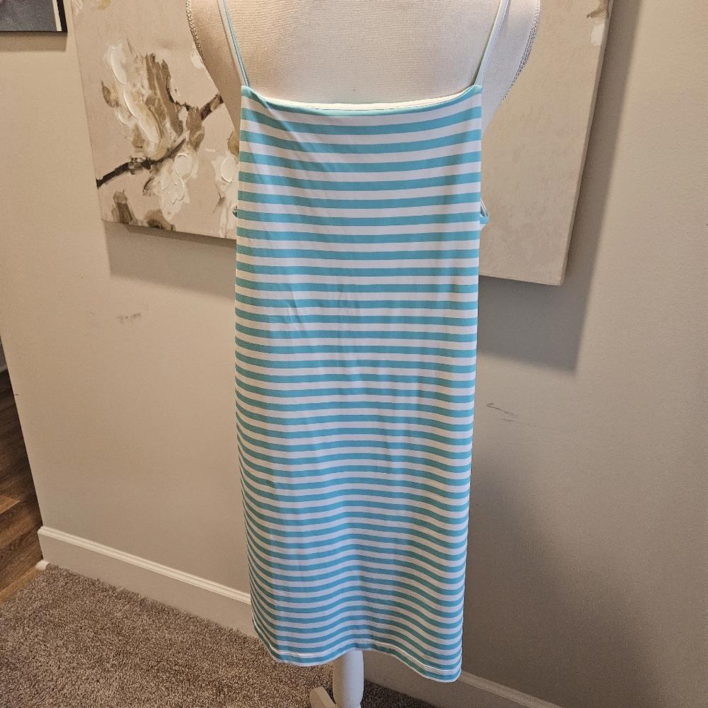 Melly M Striped Sleeveless Aqua Tank Dress #204