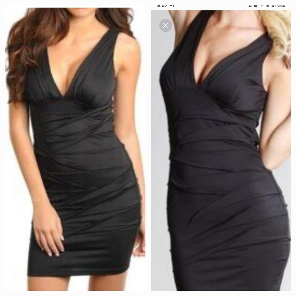 Nikibiki Black Ruched Bodycon Bandage Dress #H141