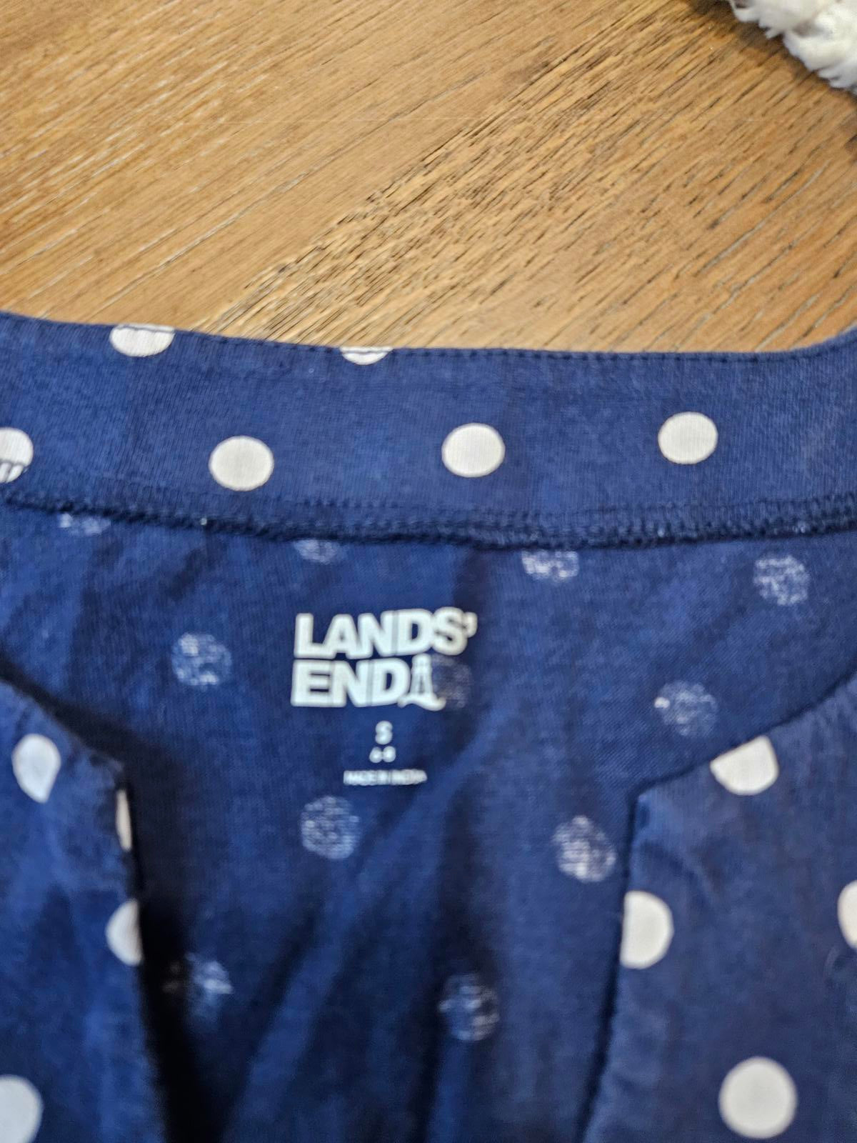 Lands' End Navy Blue Polka Dot Cotton Dress S 6/8