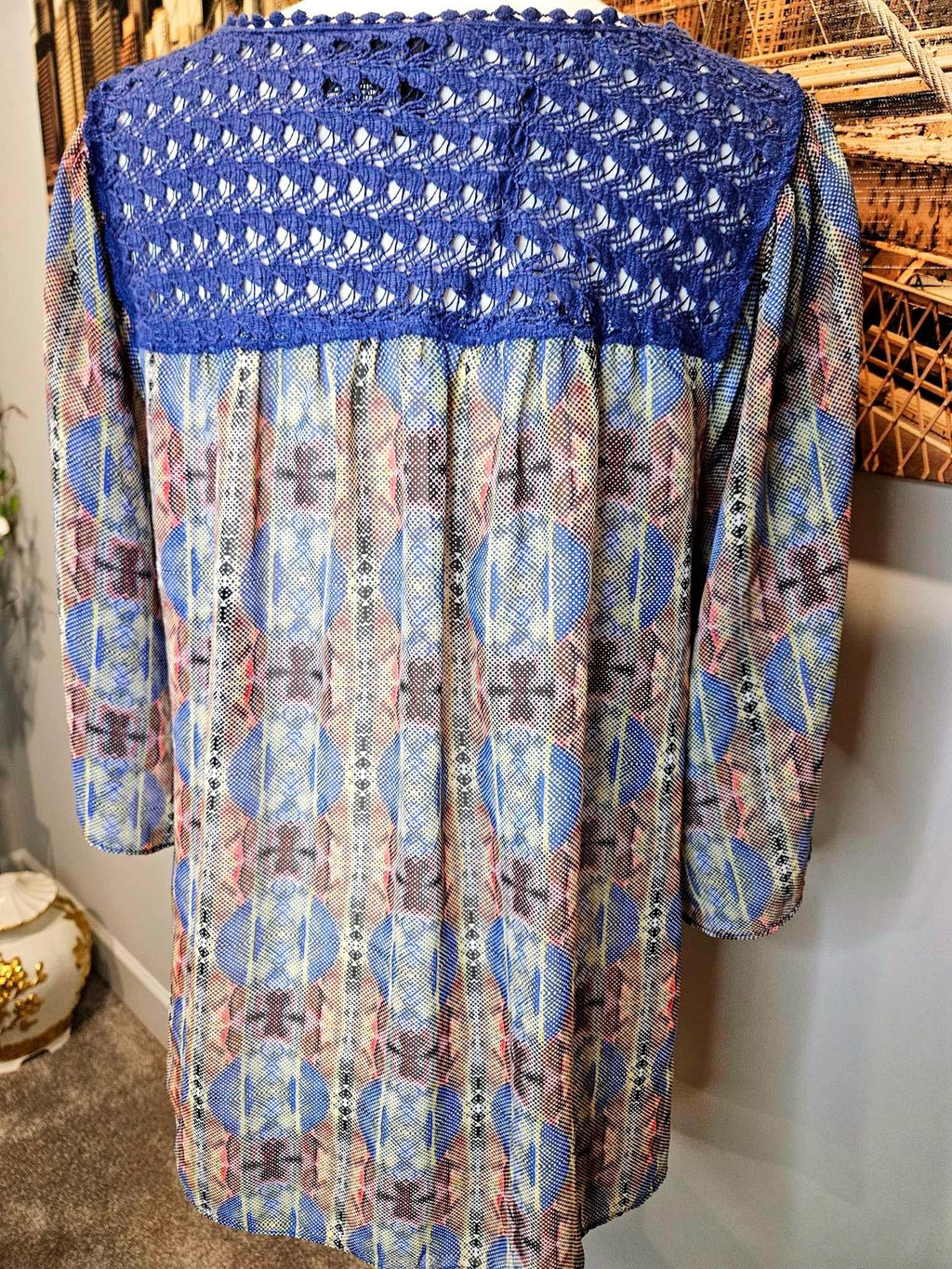 New Direction Women's Tunic Top with Crocheted Yoke 1099