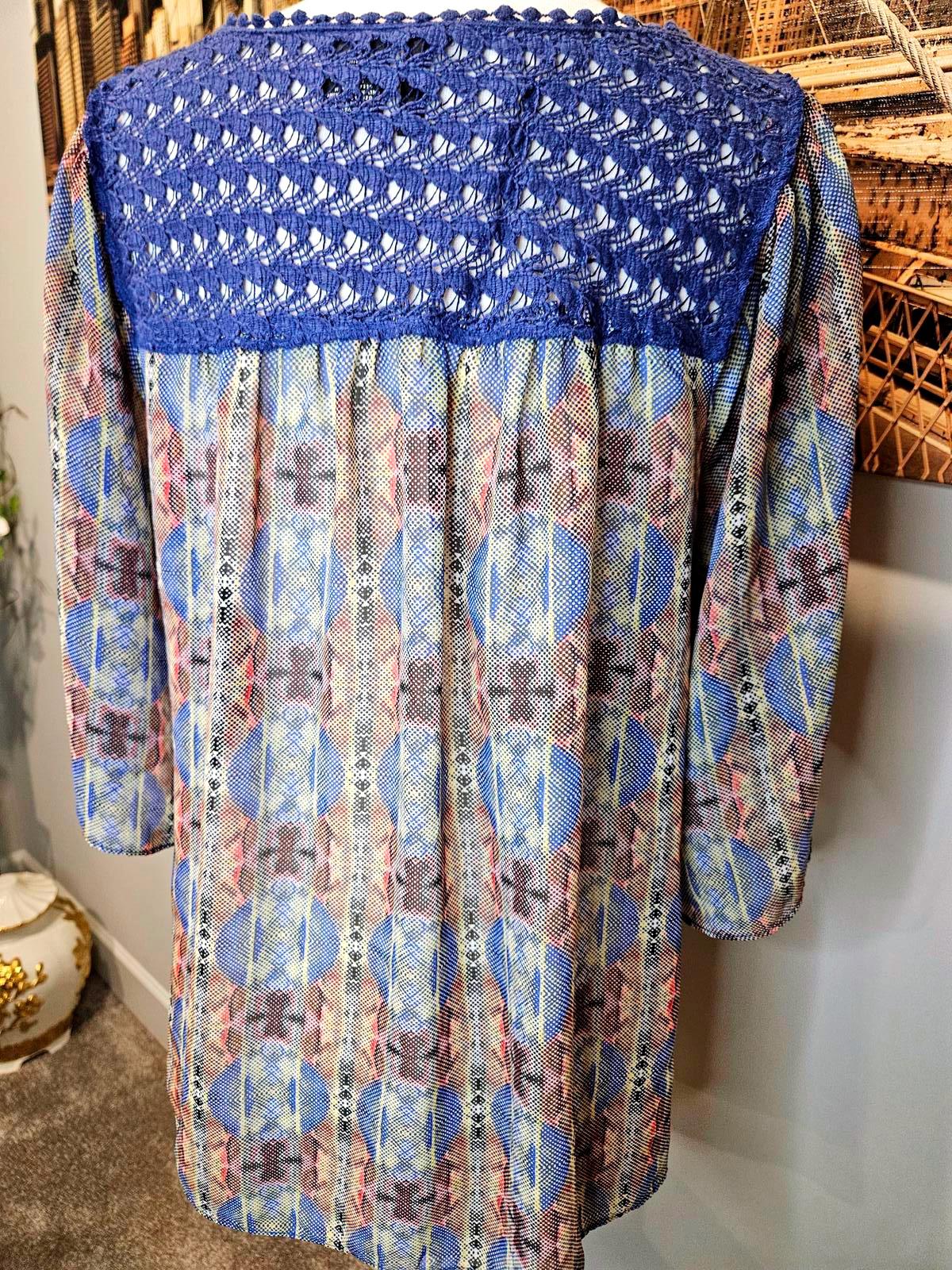 New Direction Women's Tunic Top with Crocheted Yoke 1099