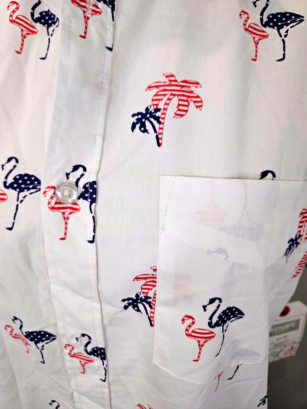 Men's Rugby University Patriotic Flamingo Print Shirt - Size SM 1008