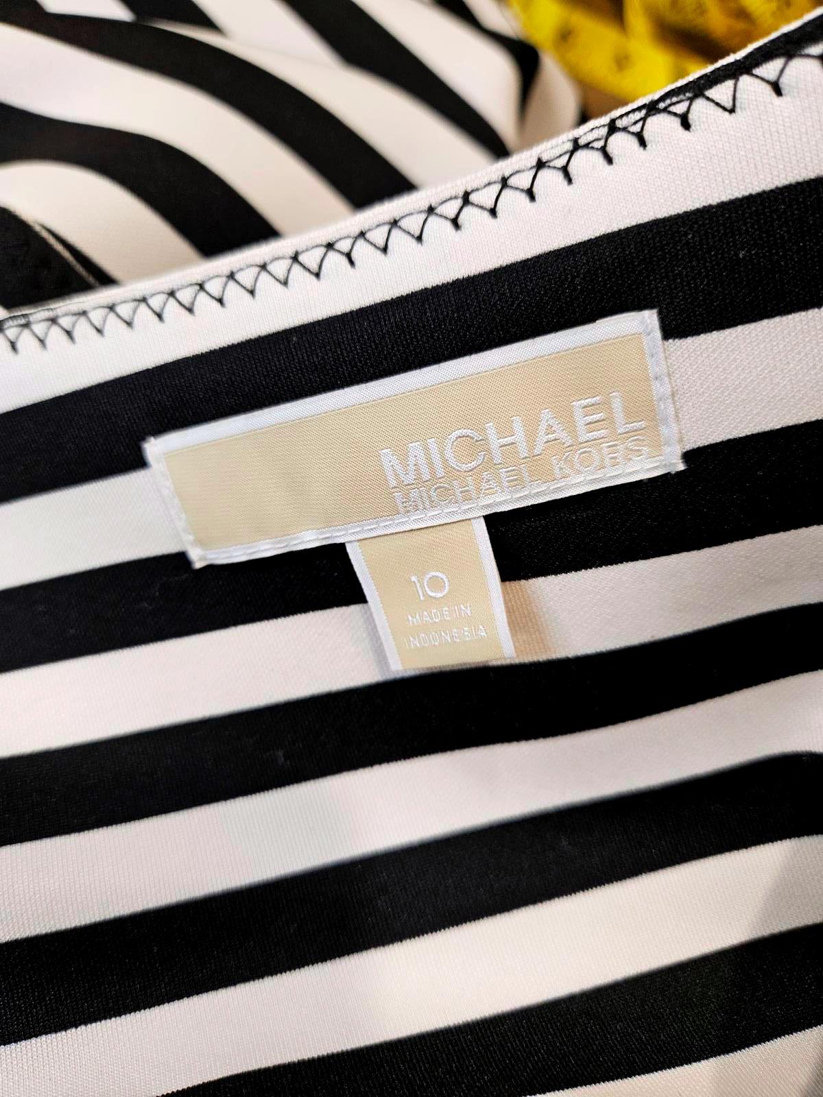 Michael Kors Black & White Striped Sheath Dress - Size 10 A29
