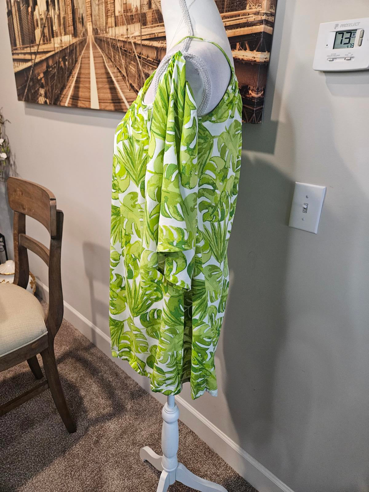 Mud Pie Tropical Leaf Cold Shoulder dress/Cover-up #187