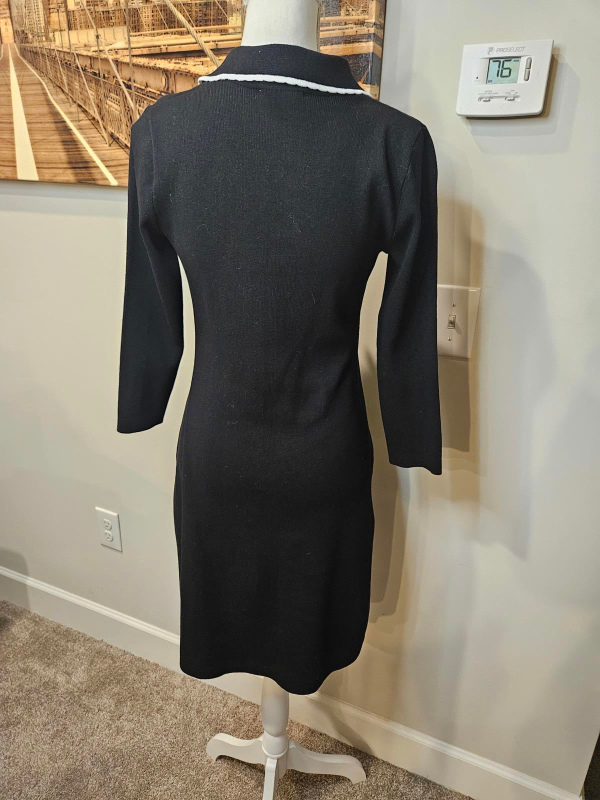 Nanette Lapore Knit Dress with Pearl Buttons & Collared Neckline H5