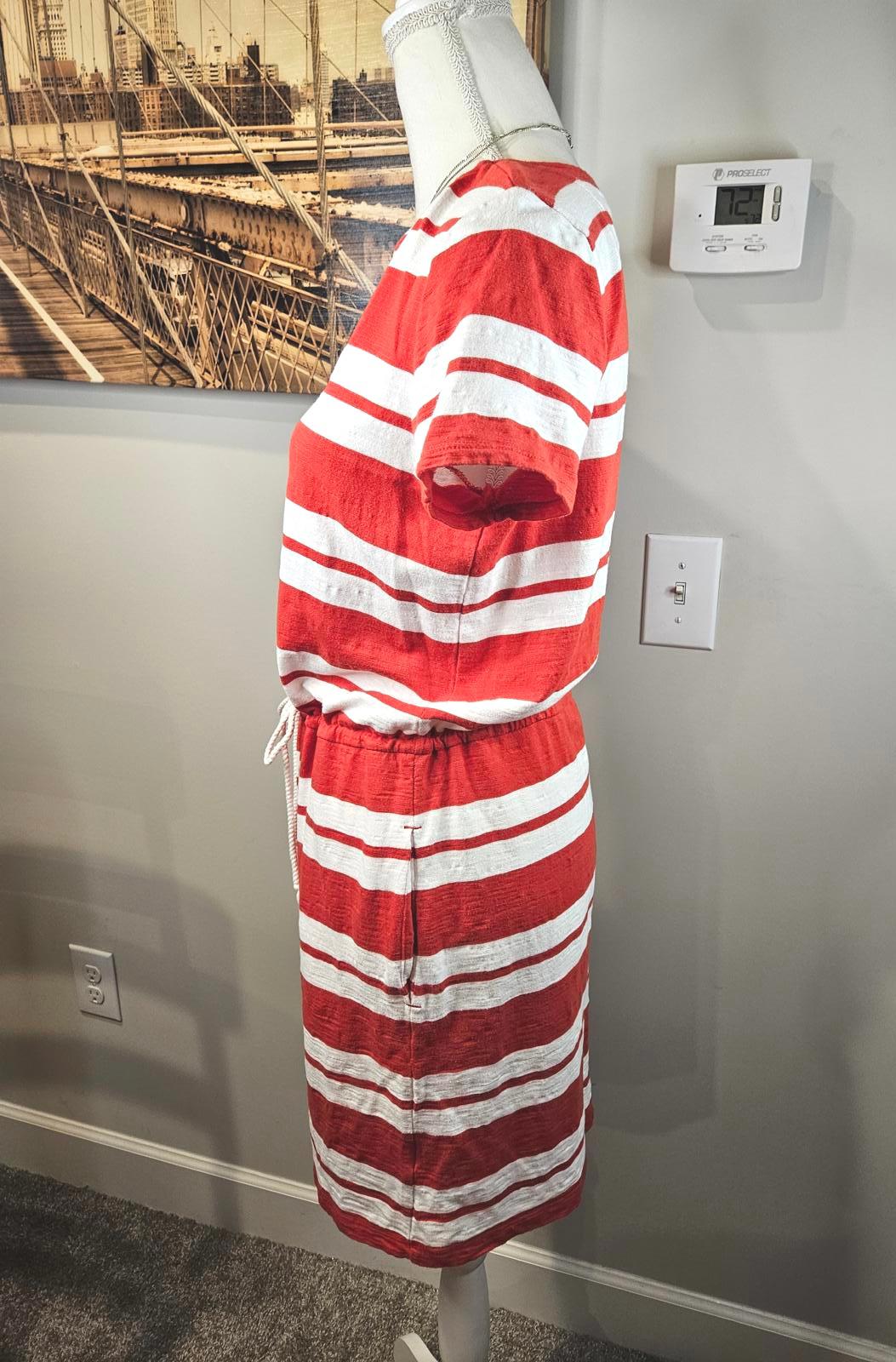 Land's End Casual Striped Summer Dress - Red & White #602