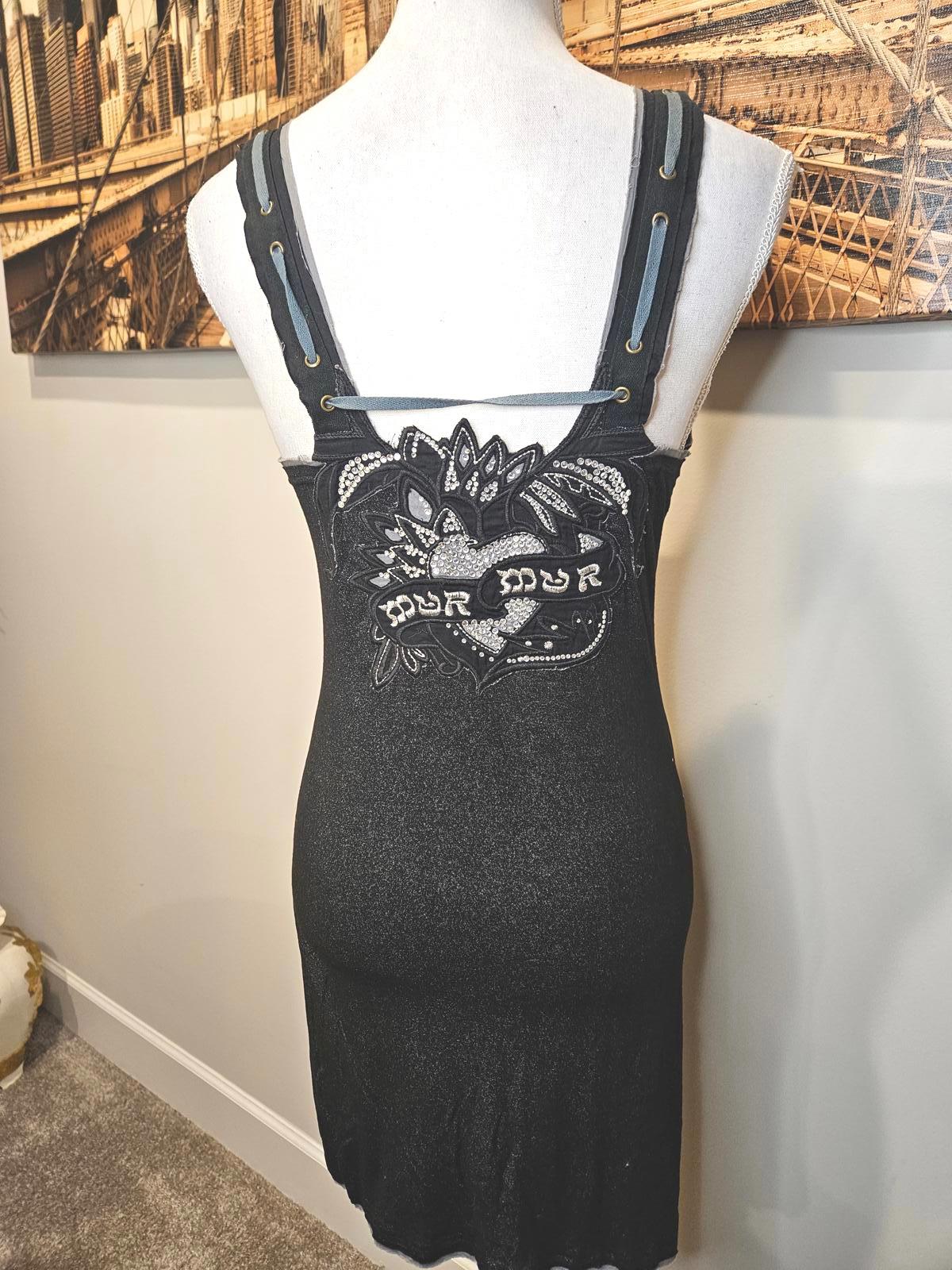 MurMur Sparkle Grunge Black Lace-Up Dress 545