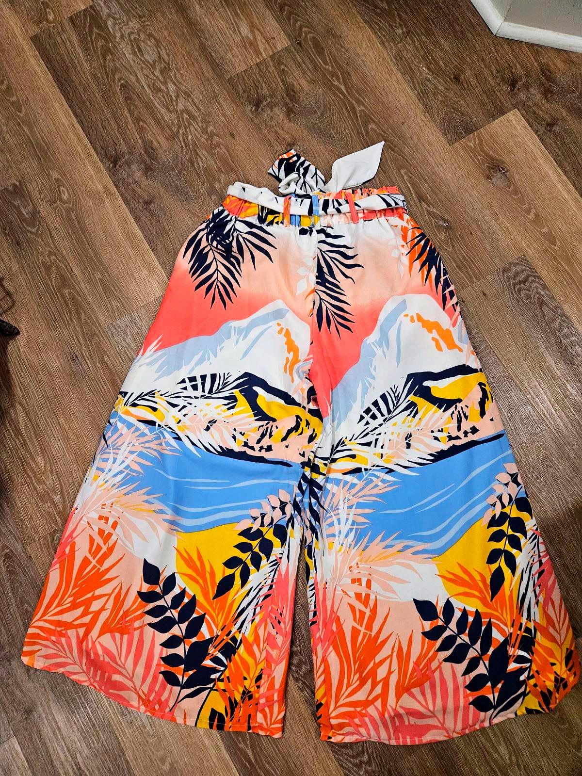 Nwot Catherine Malandrino Wide Leg Tropical Palazzo Pants 436