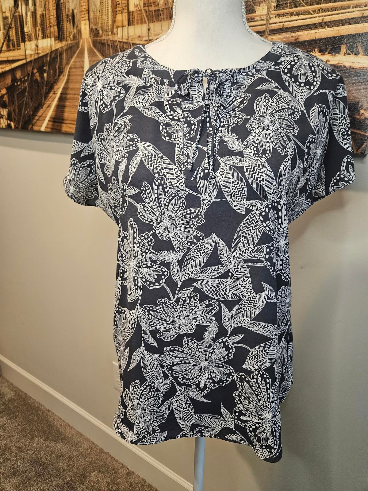 Loft Stylish Cornflower Blue  Floral Print Top #162