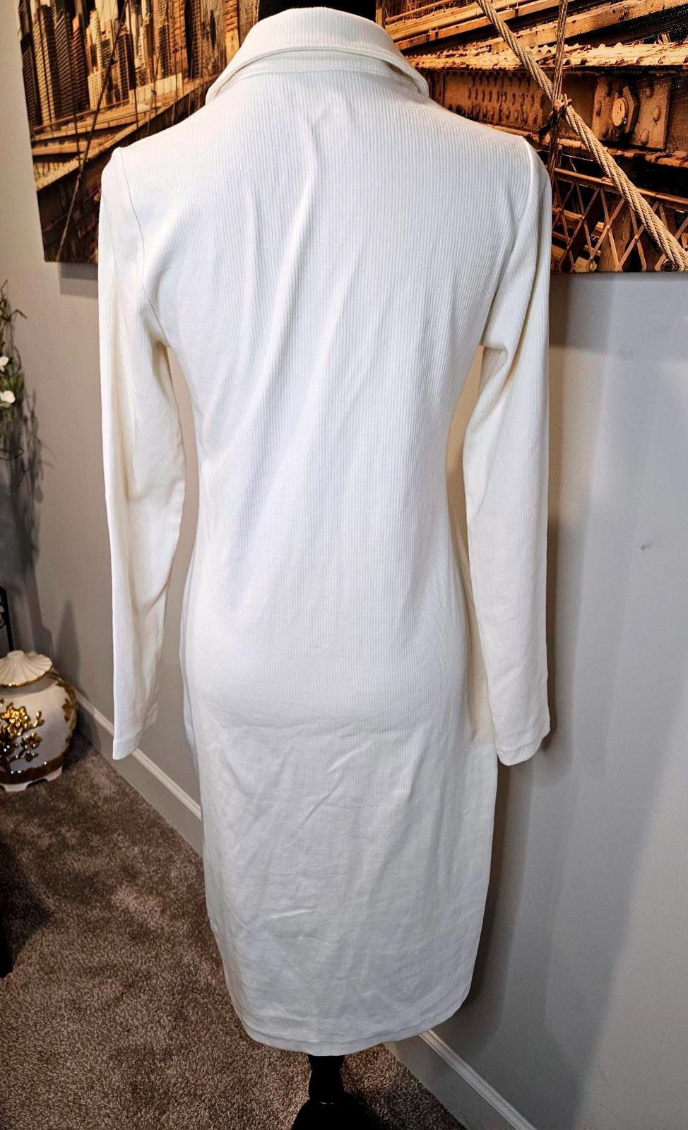 Lands' End Long Sleeve Button-Up Dress - Classic Cream Color 1182