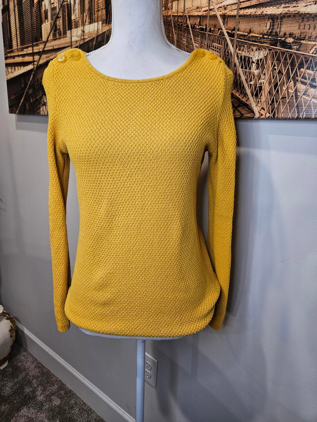 LOFT Yellow Women's Crew Neck Sweater 523