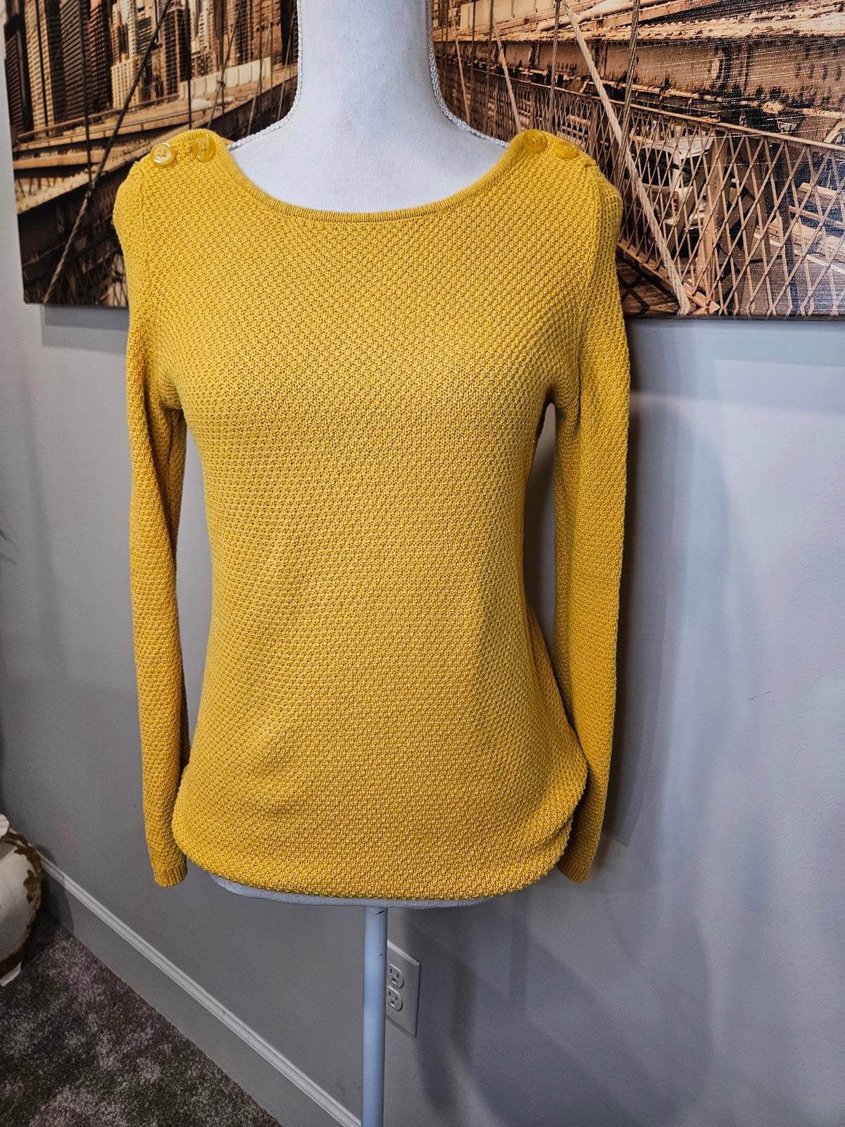 LOFT Yellow Women's Crew Neck Sweater 523