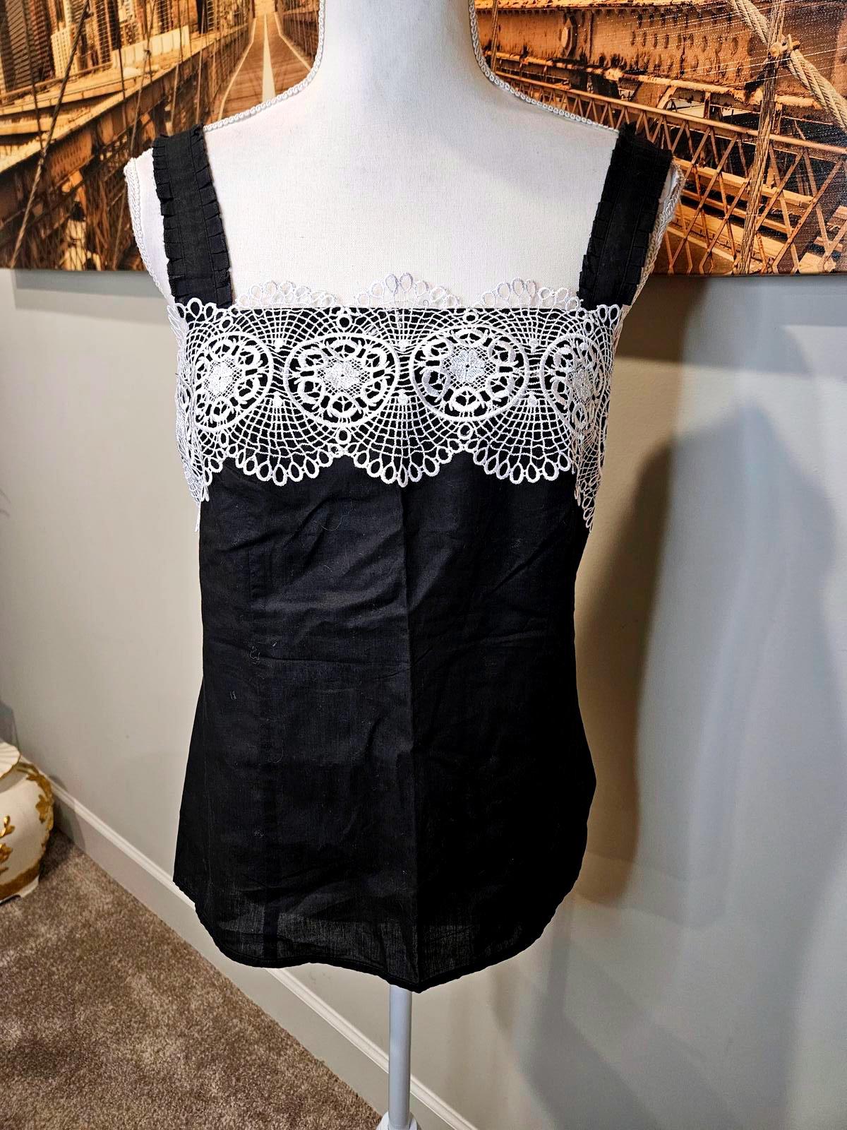 Loft  Black Lace Trim Top by Ann Taylor - Size 4 b86