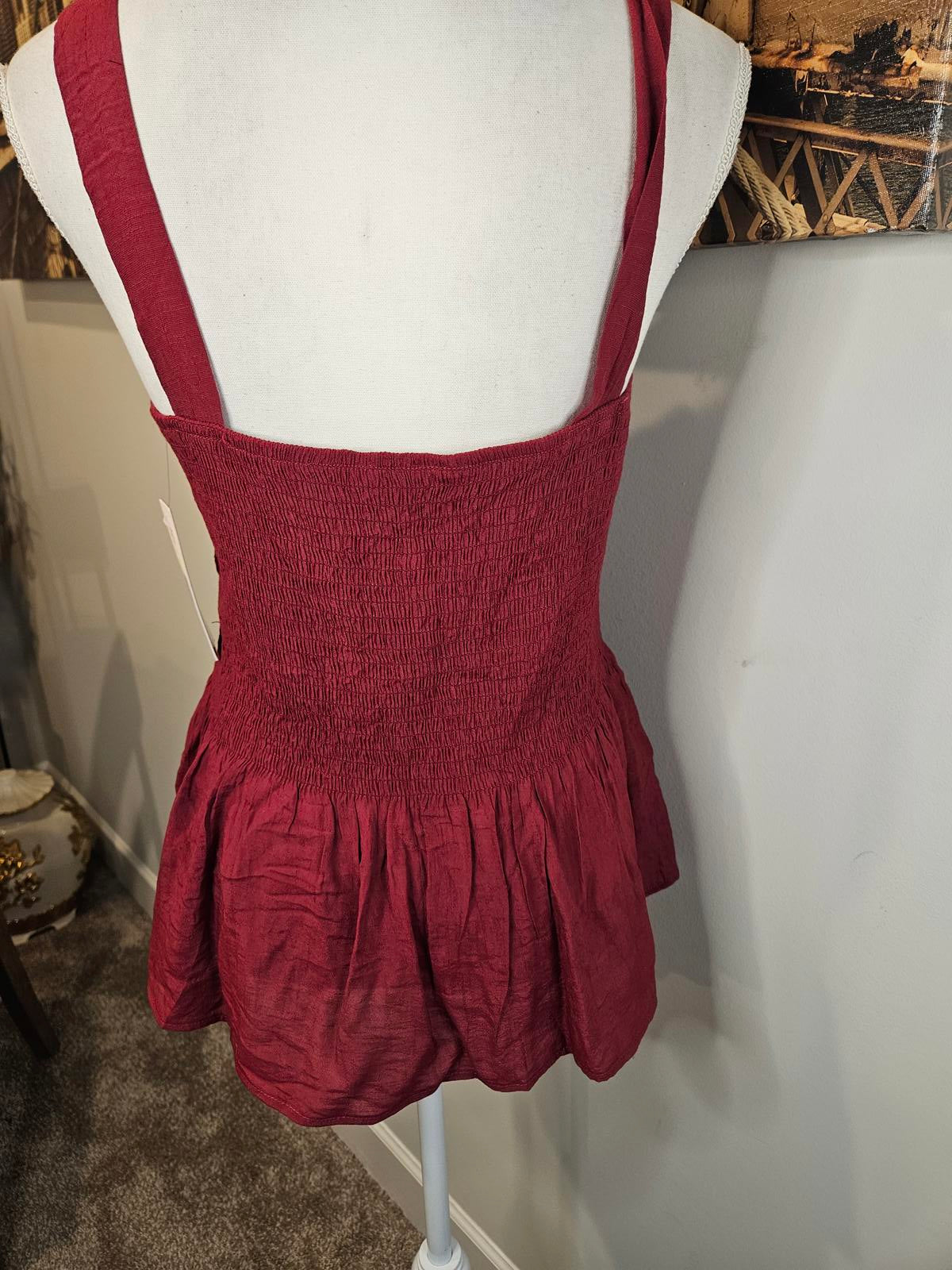 Nanette Lepore Women's Smocked Peplum Top - Size M - Moroccan Rose 497