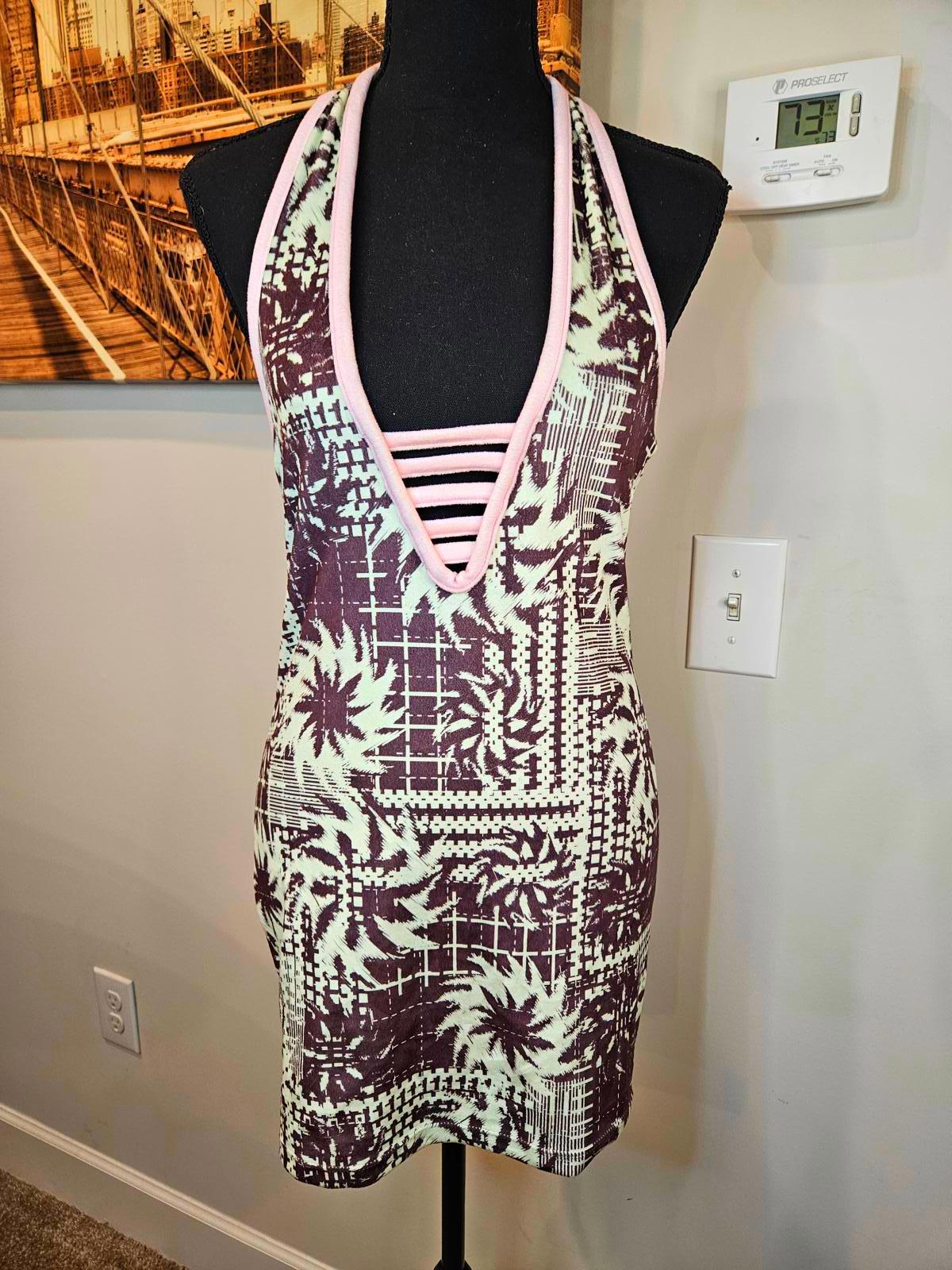 Nwot New Girl Order Halter Neck Mini Dress with Palm Print 780