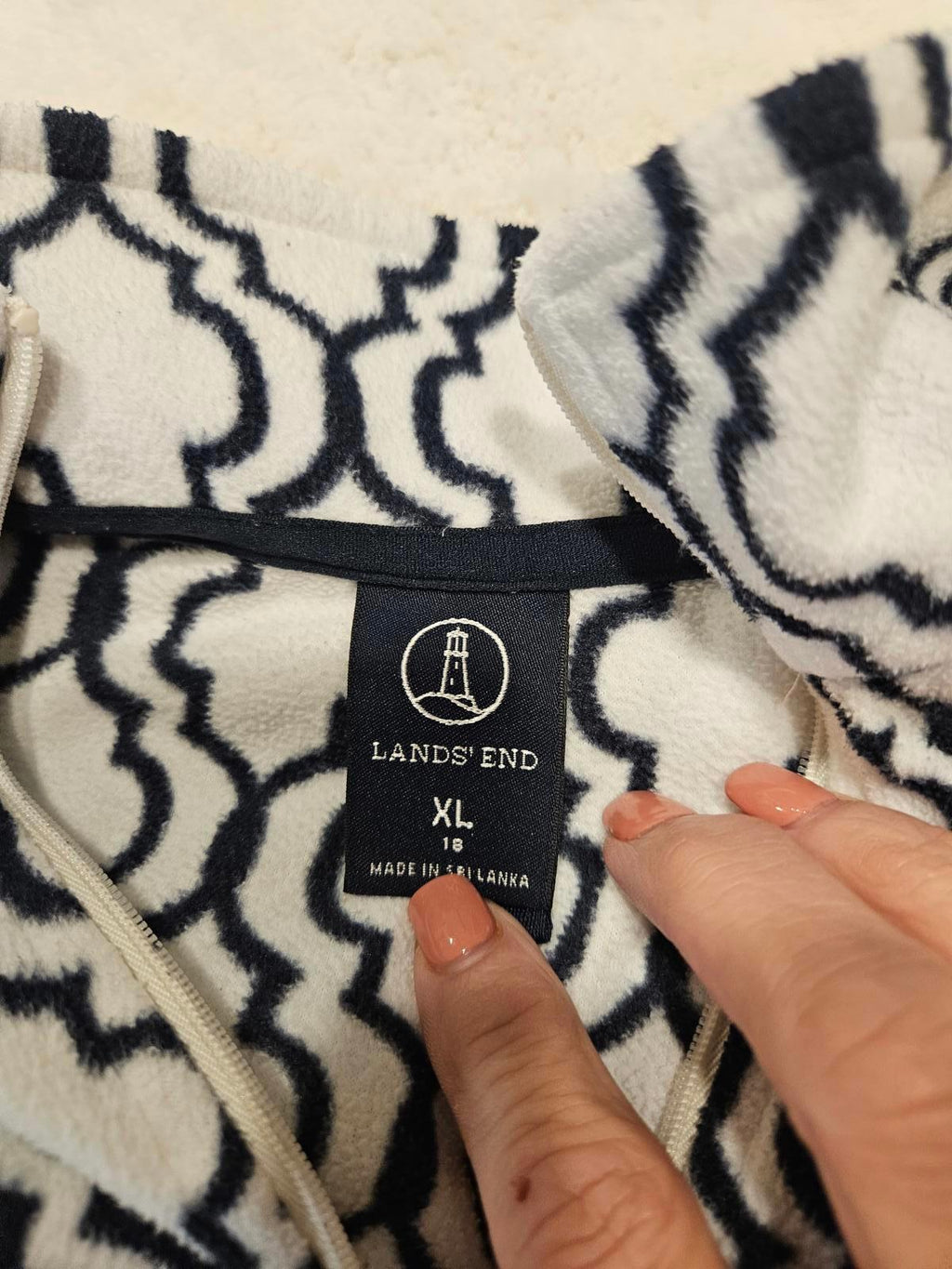 Land's End Cozy Quarter Zip Fleece Pullover - Chic Pattern