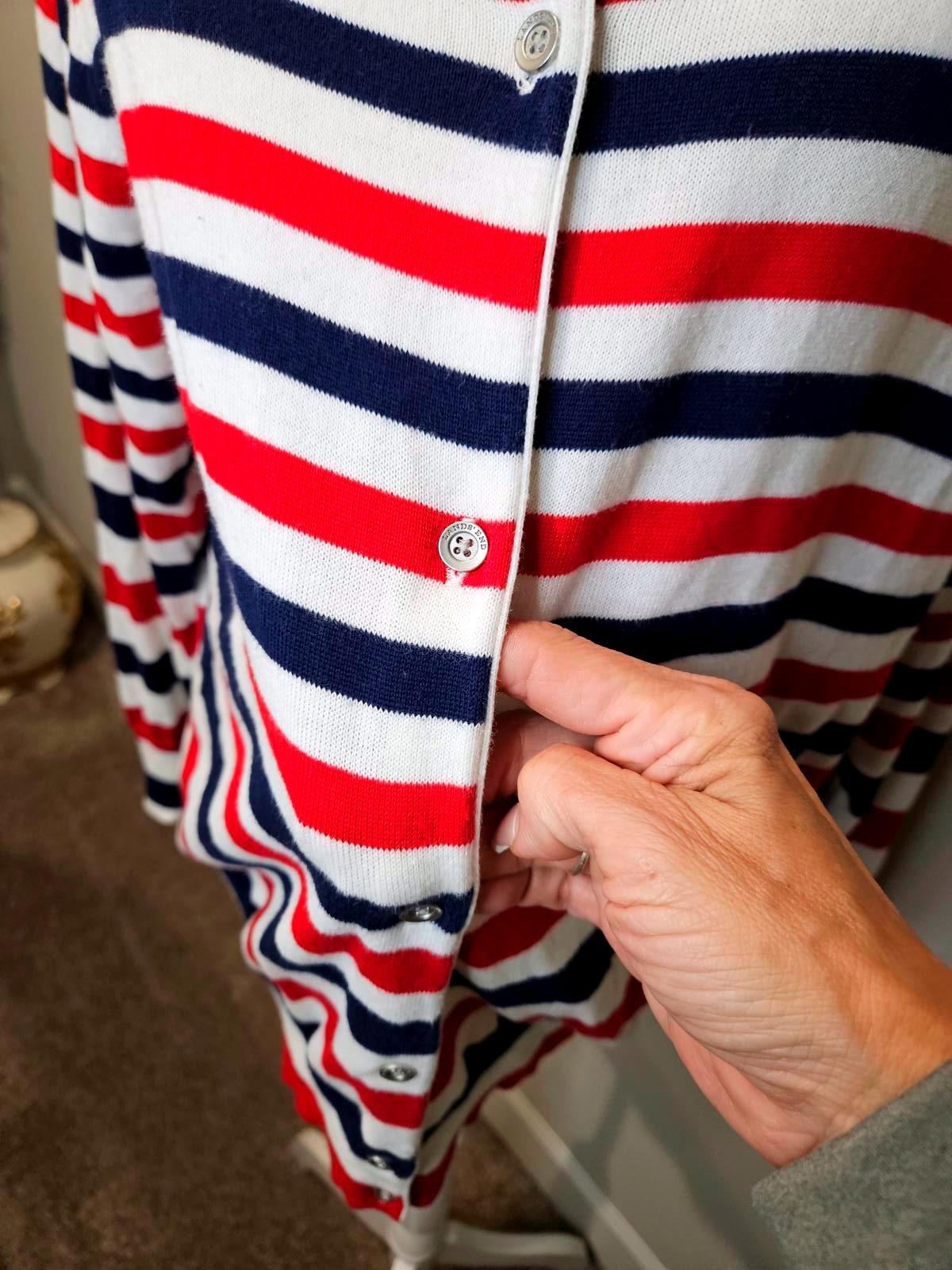 Lands' End  Striped SuPima Cotton Cardigan Sweater XL 1145
