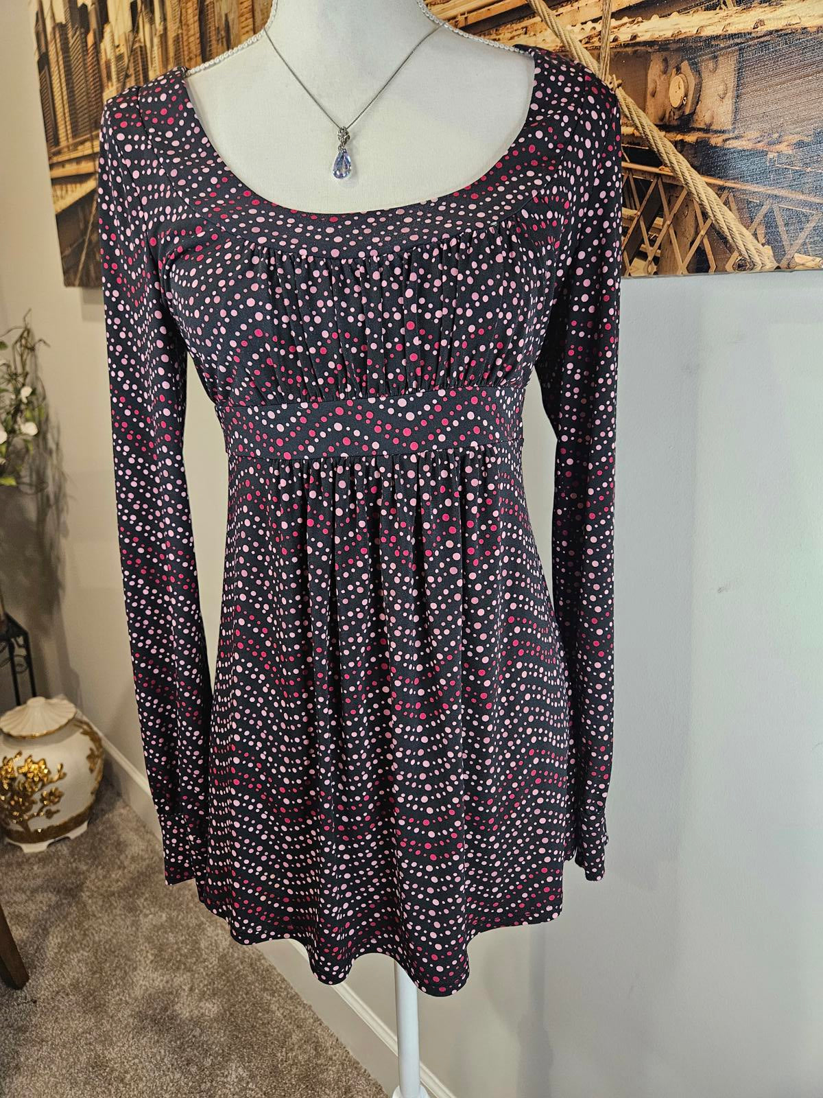 Mimi Maternity Long Sleeve Top With Polka Dots -#461