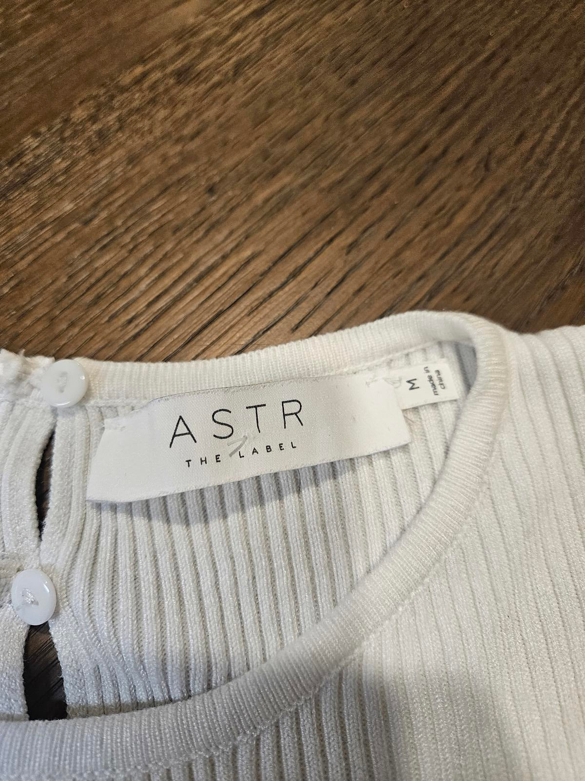 Nwot ASTR The Label White Ribbed Bodysuit with Open Back b76