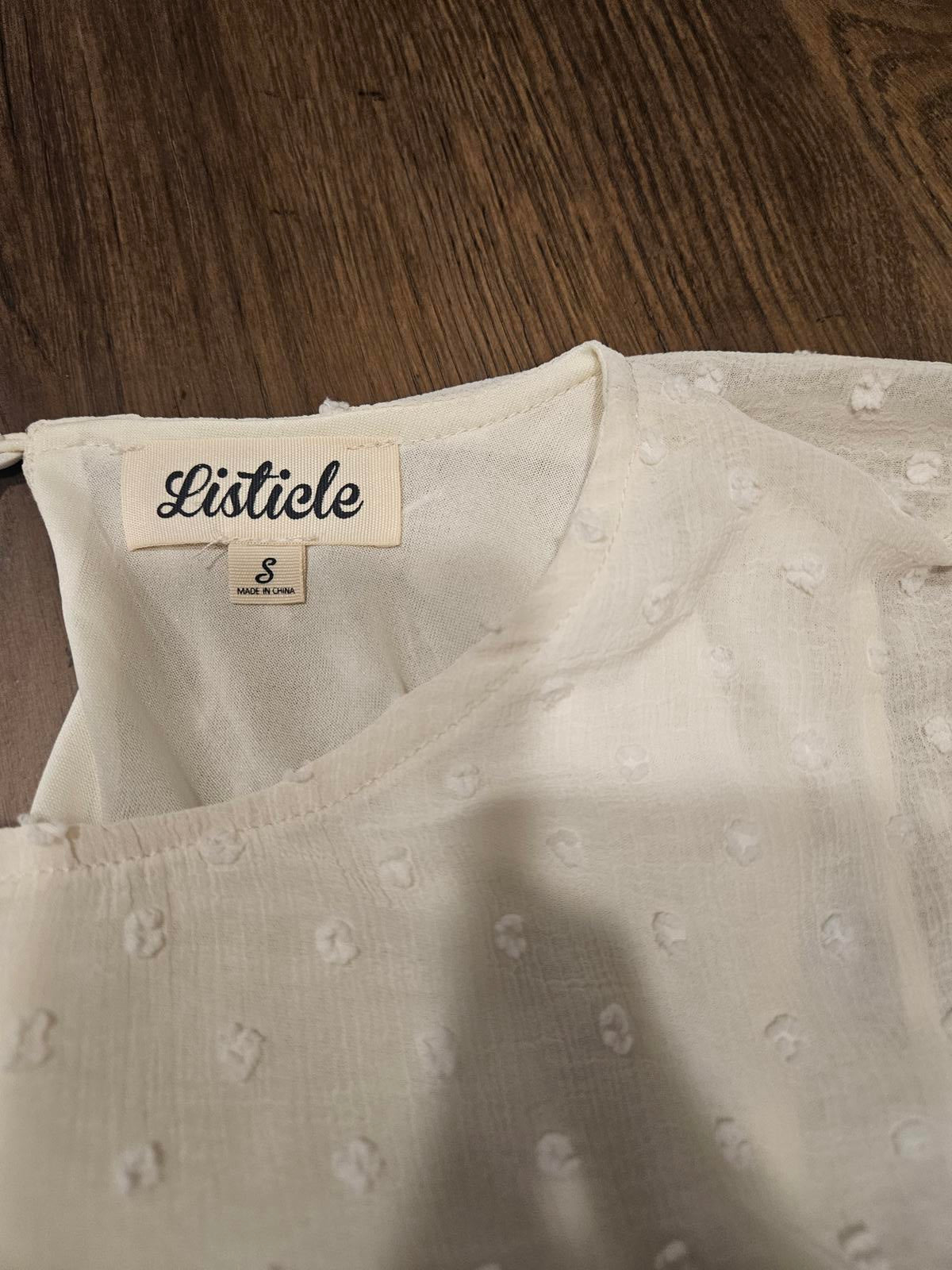 Listicle Cream Peplum Top with Dot Texture #182