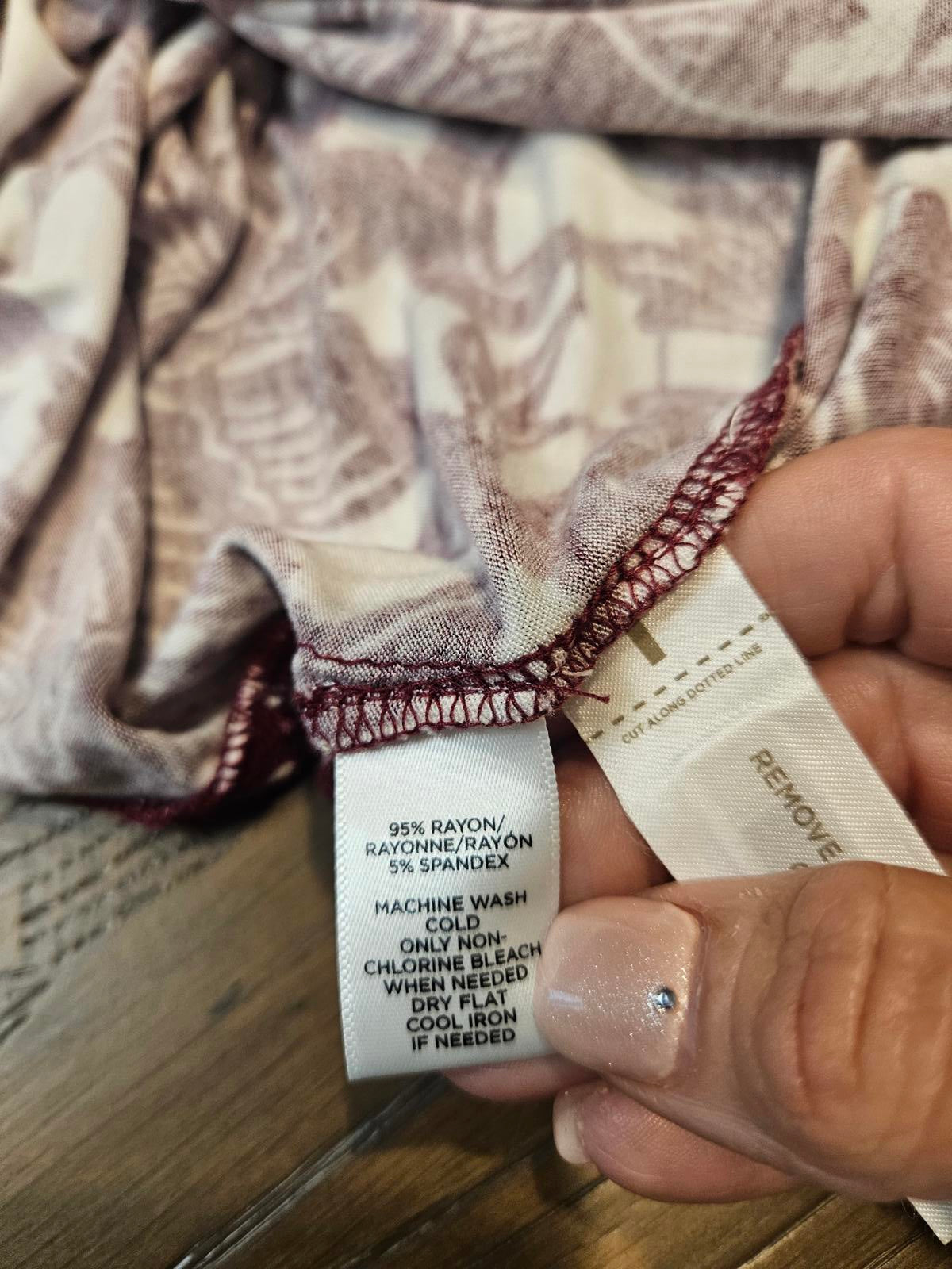 LOFT Burgundy Floral Patterned Maxi Dress Size XS